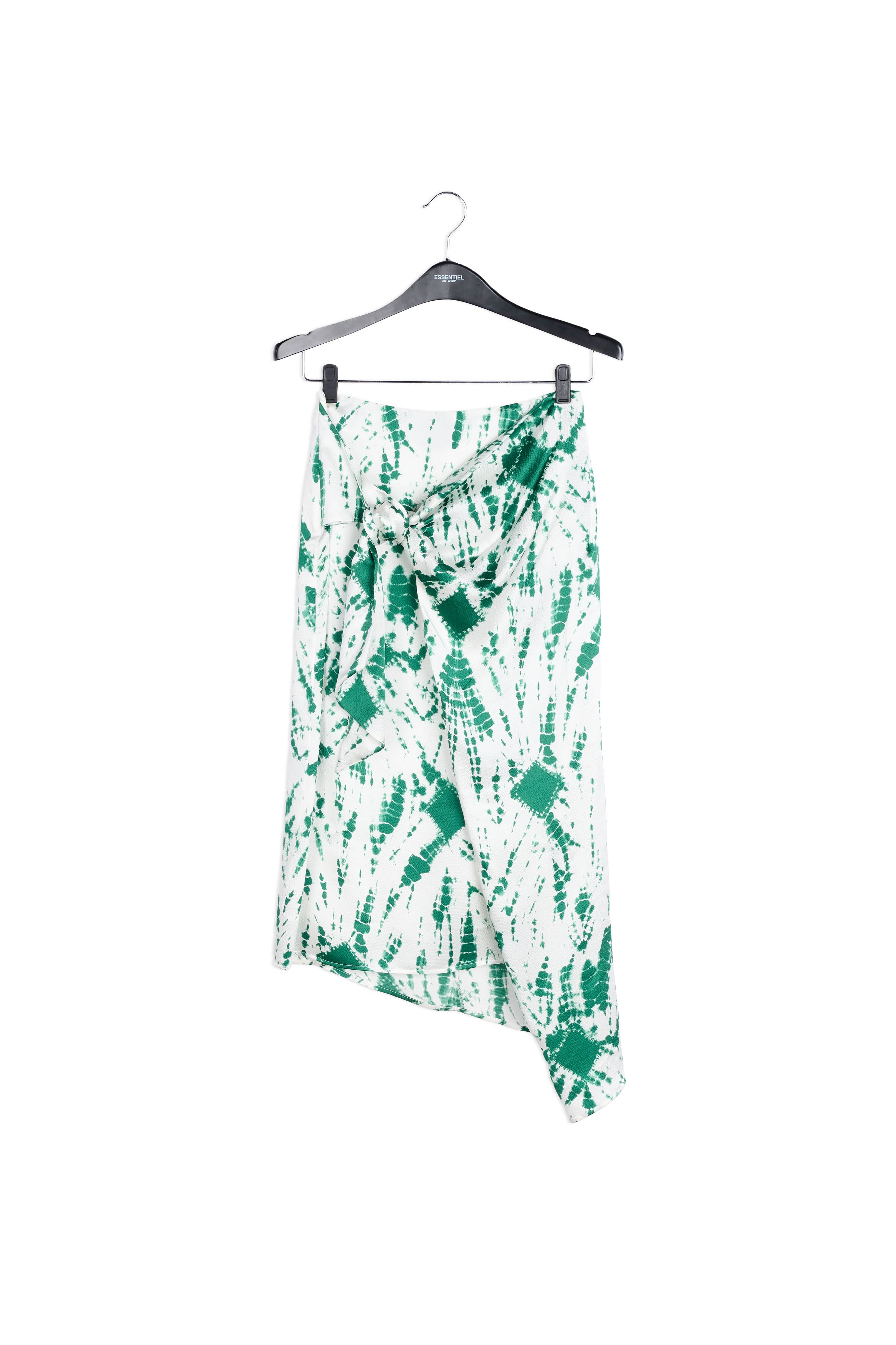 Jupe midi en soie tie-dye blanc cassé et vert RE—SSENTIEL | Essentiel second hand