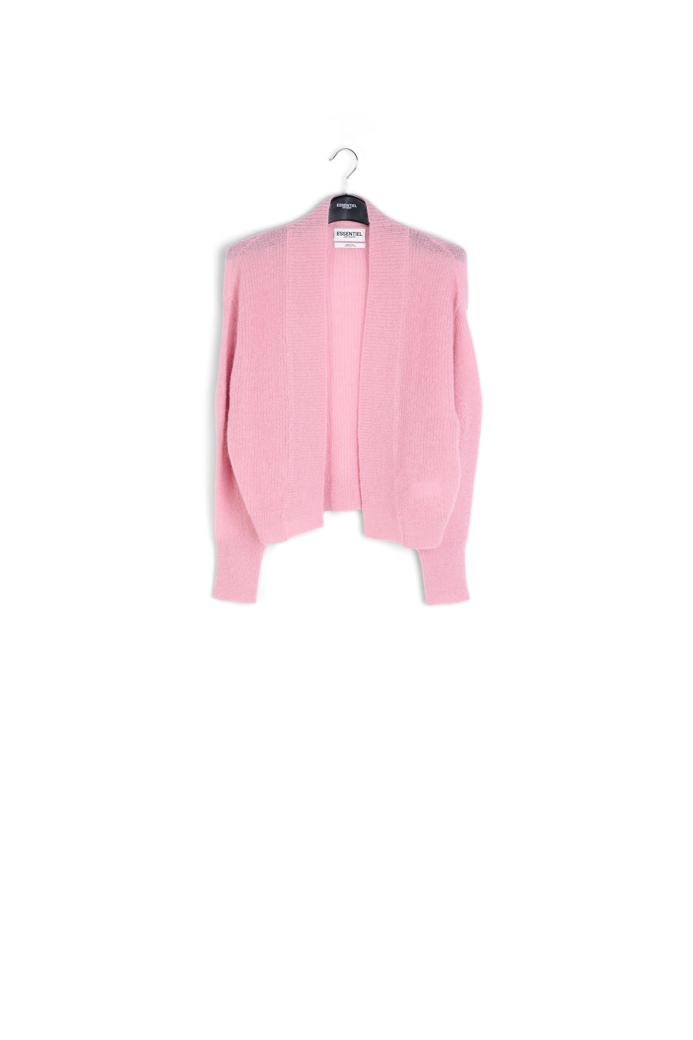 Dusty pink light knitted open cardigan RE—SSENTIEL | Essentiel second hand