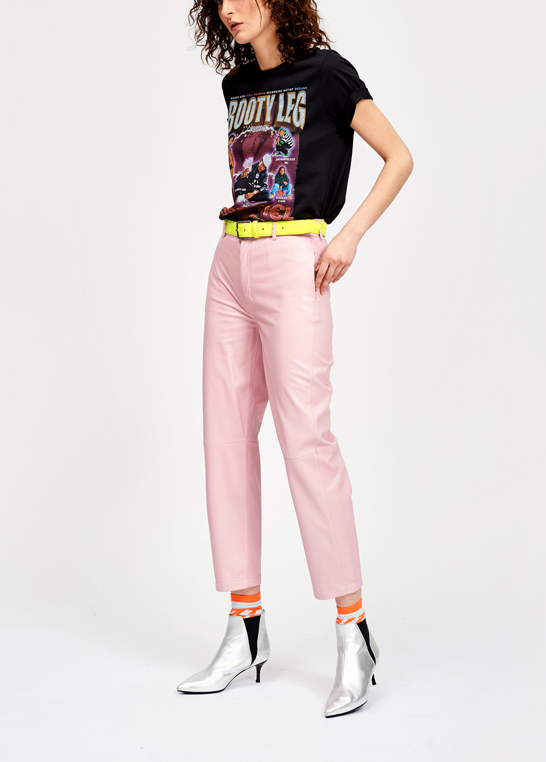 Black cotton t-shirt with dj booty leg print RE—SSENTIEL | Essentiel second hand