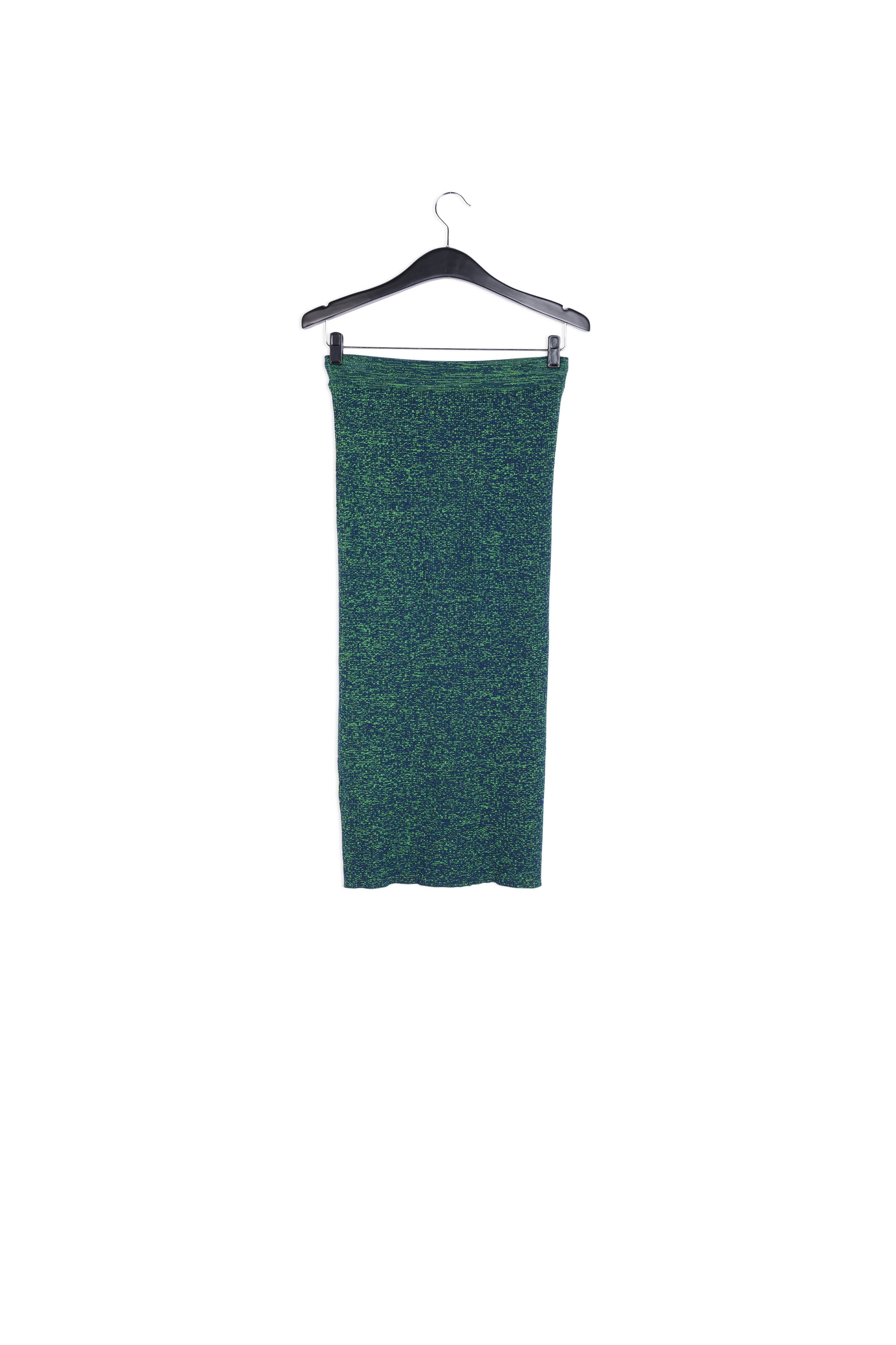 Jupe midi en tricot mêlé bleu et vert RE—SSENTIEL | Essentiel second hand