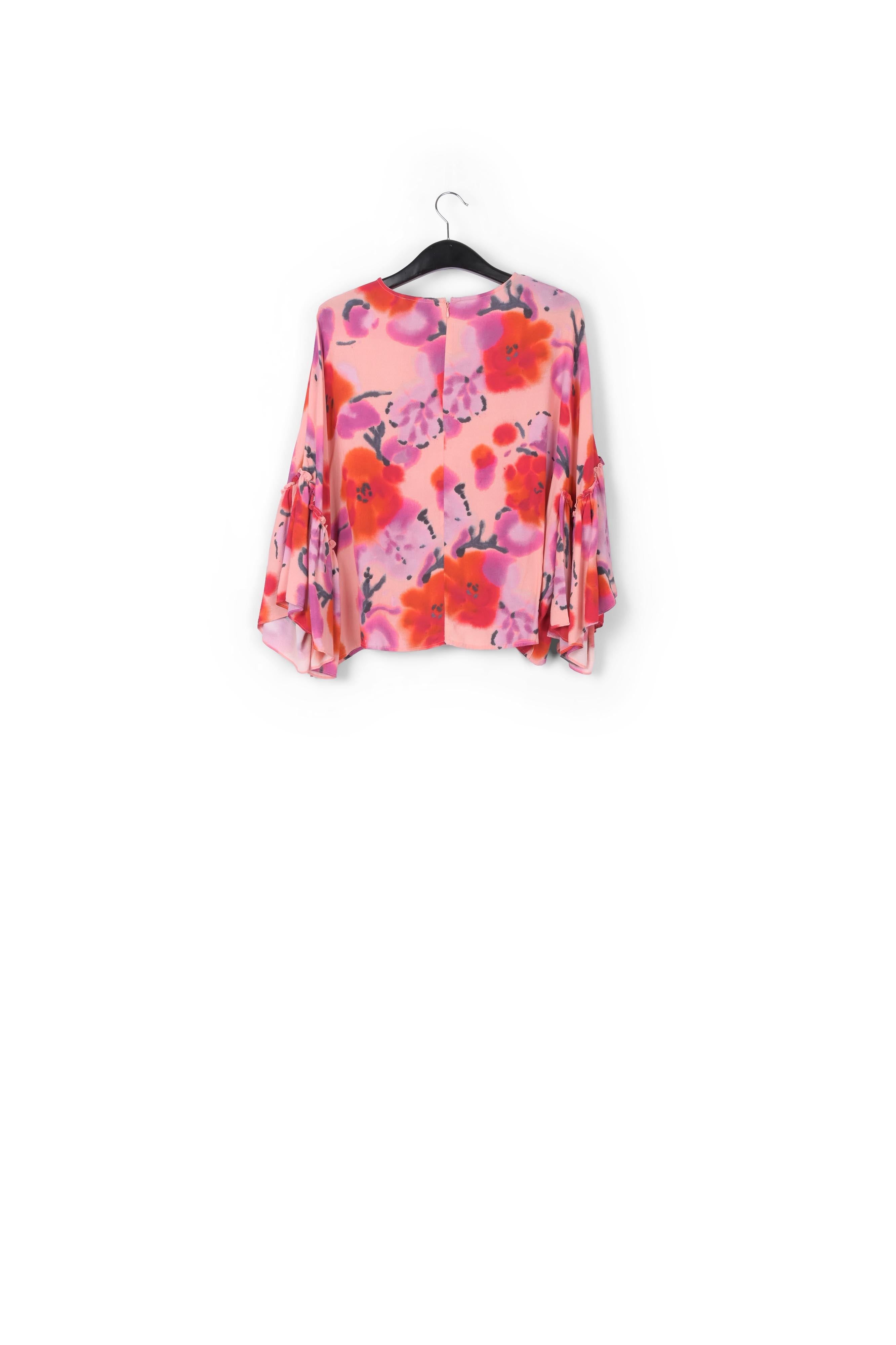 Top à fleurs rose clair, rouge et pourpre avec volants RE—SSENTIEL | Essentiel second hand