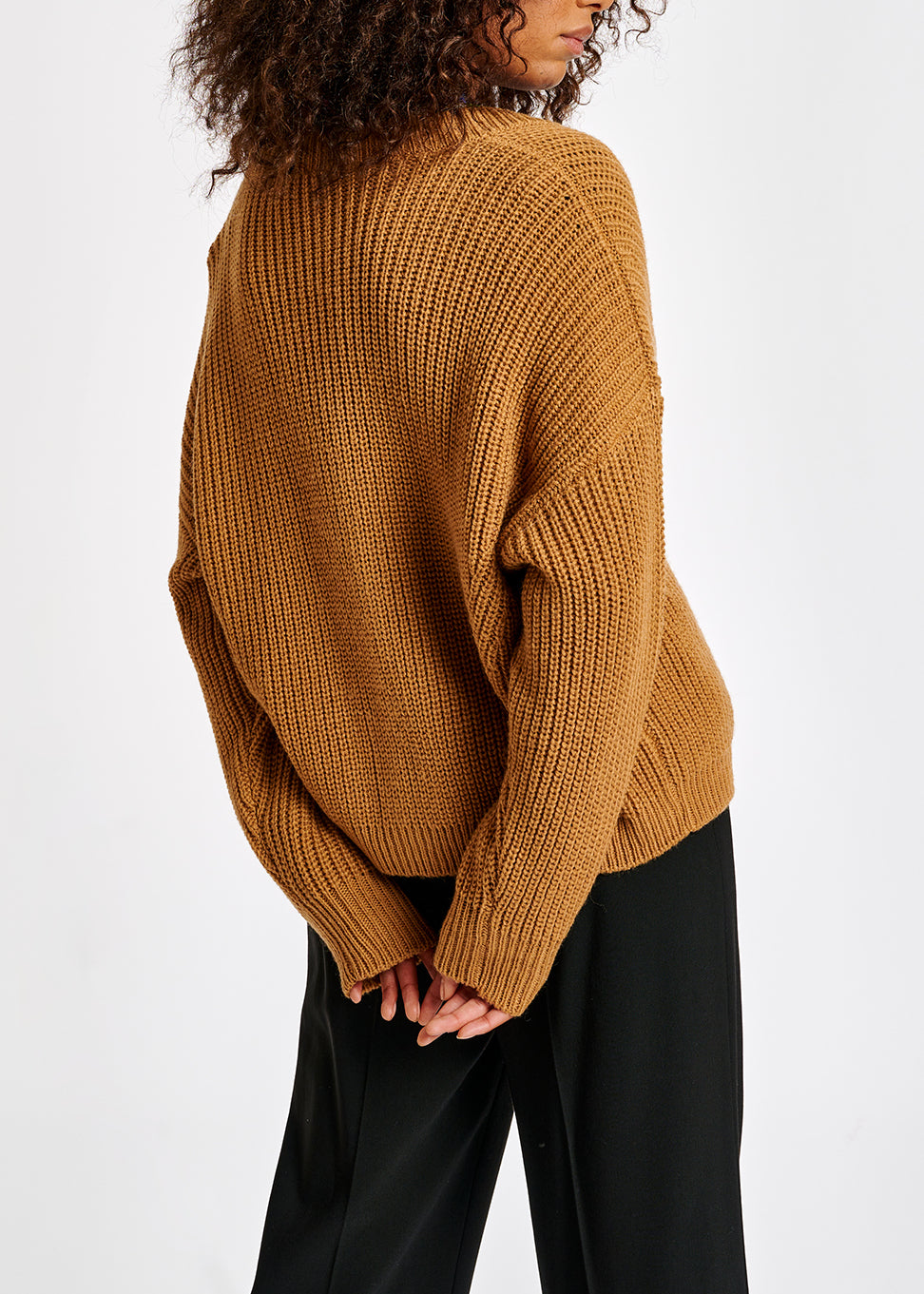 Camel ribbed-knit cardigan RE—SSENTIEL | Essentiel second hand