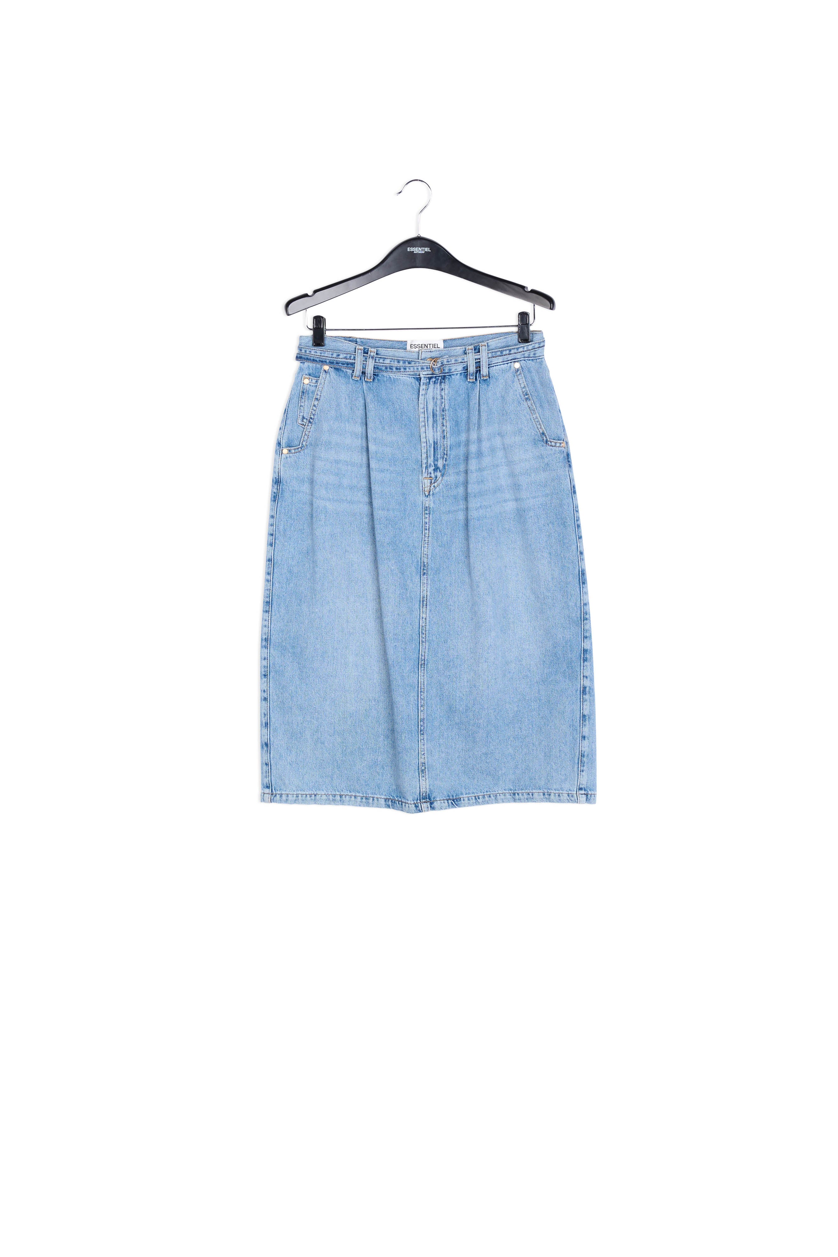Blue high-waisted denim a-line skirt RE—SSENTIEL | Essentiel second hand