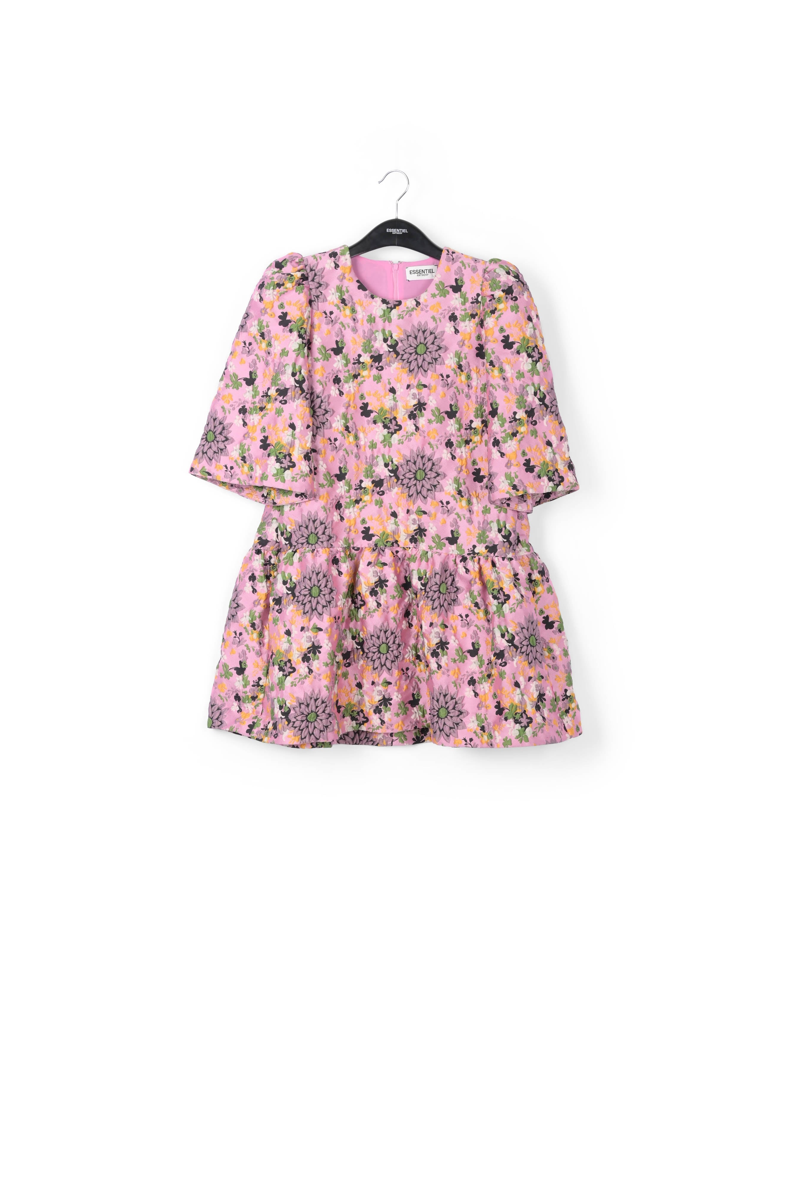 Pink floral jacquard mini dress RE—SSENTIEL | Essentiel second hand