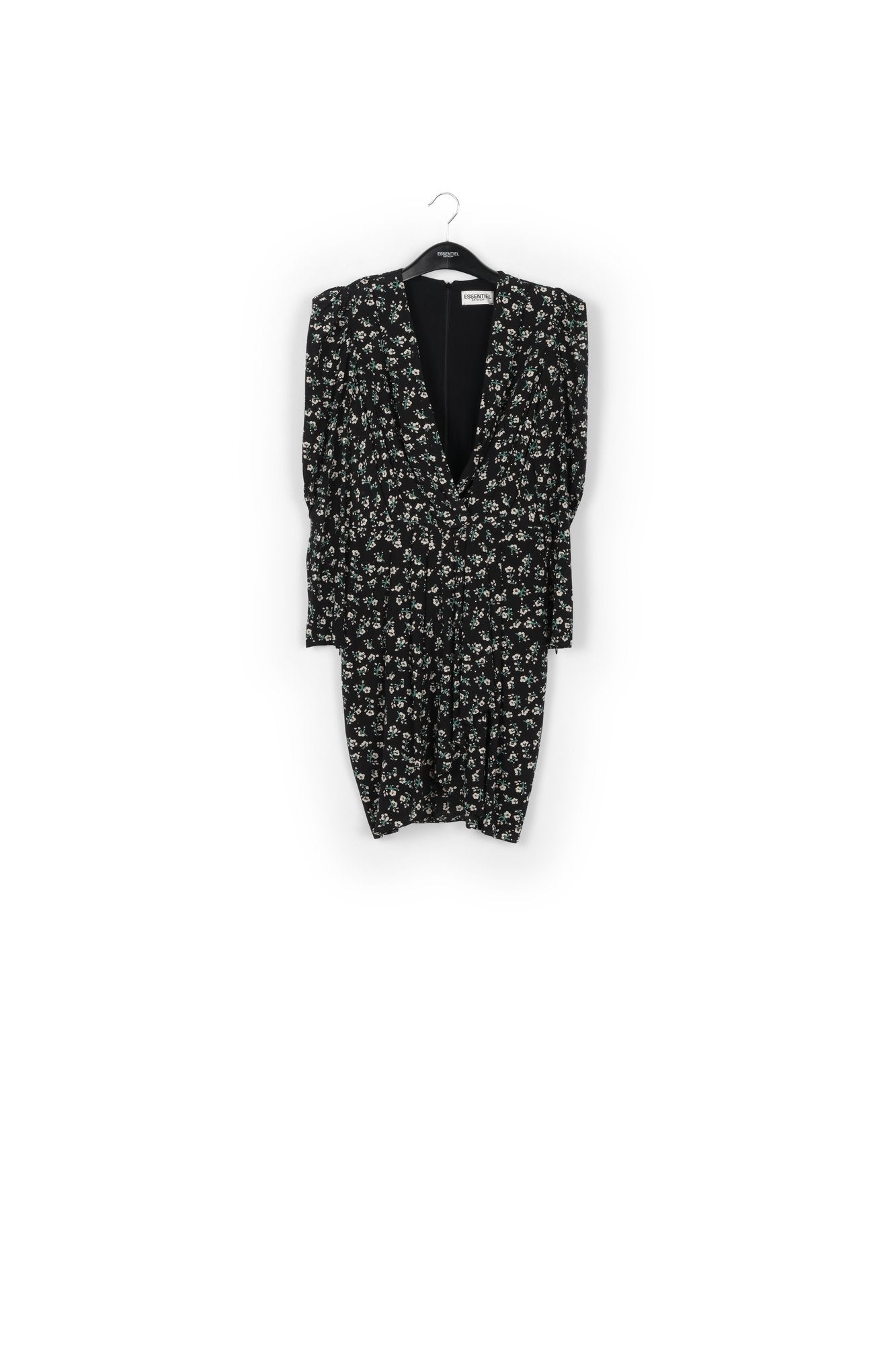 Black floral mini wrap dress RE—SSENTIEL | Essentiel second hand