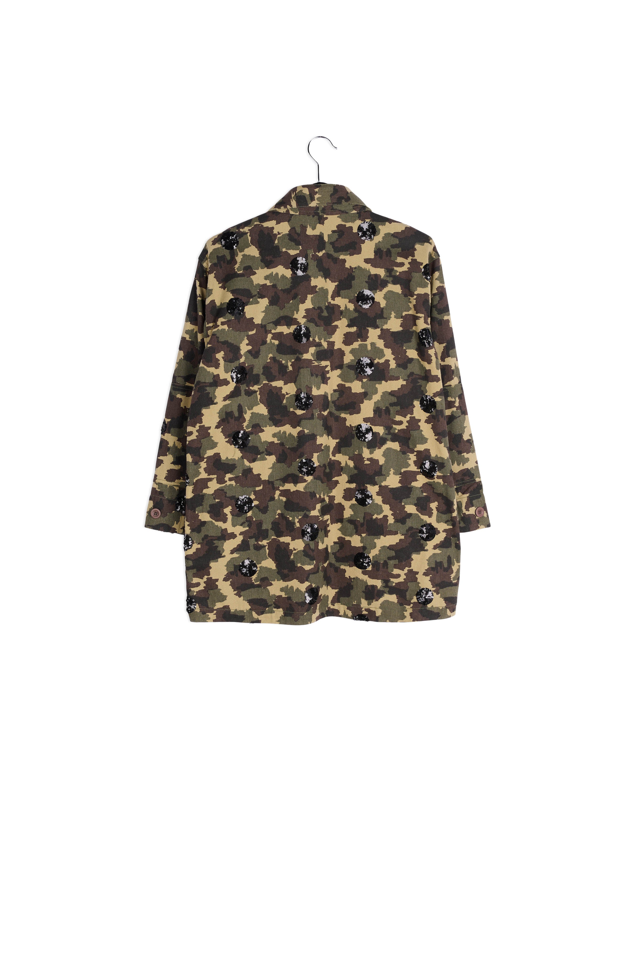 Veste camouflage en coton à pois blancs pailletés RE—SSENTIEL | Essentiel second hand