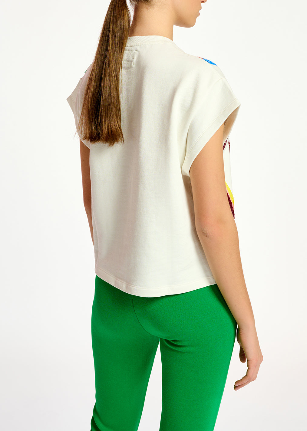 Sweatshirt blanc cassé à manches courtes et paillettes RE—SSENTIEL | Essentiel second hand