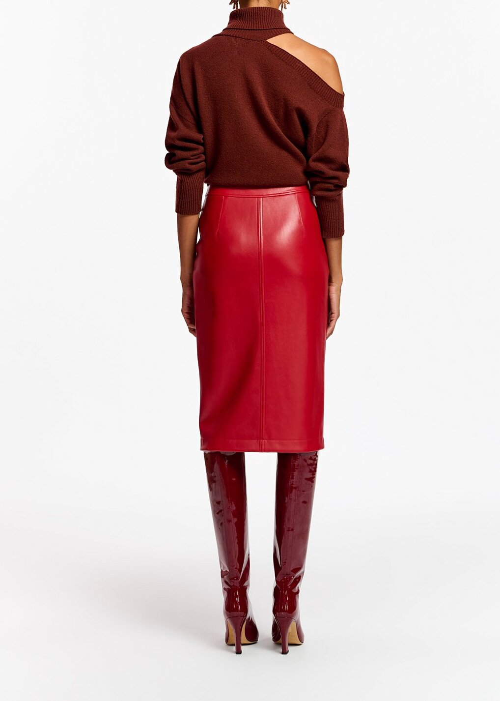 Red faux leather pencil skirt RE—SSENTIEL | Essentiel second hand