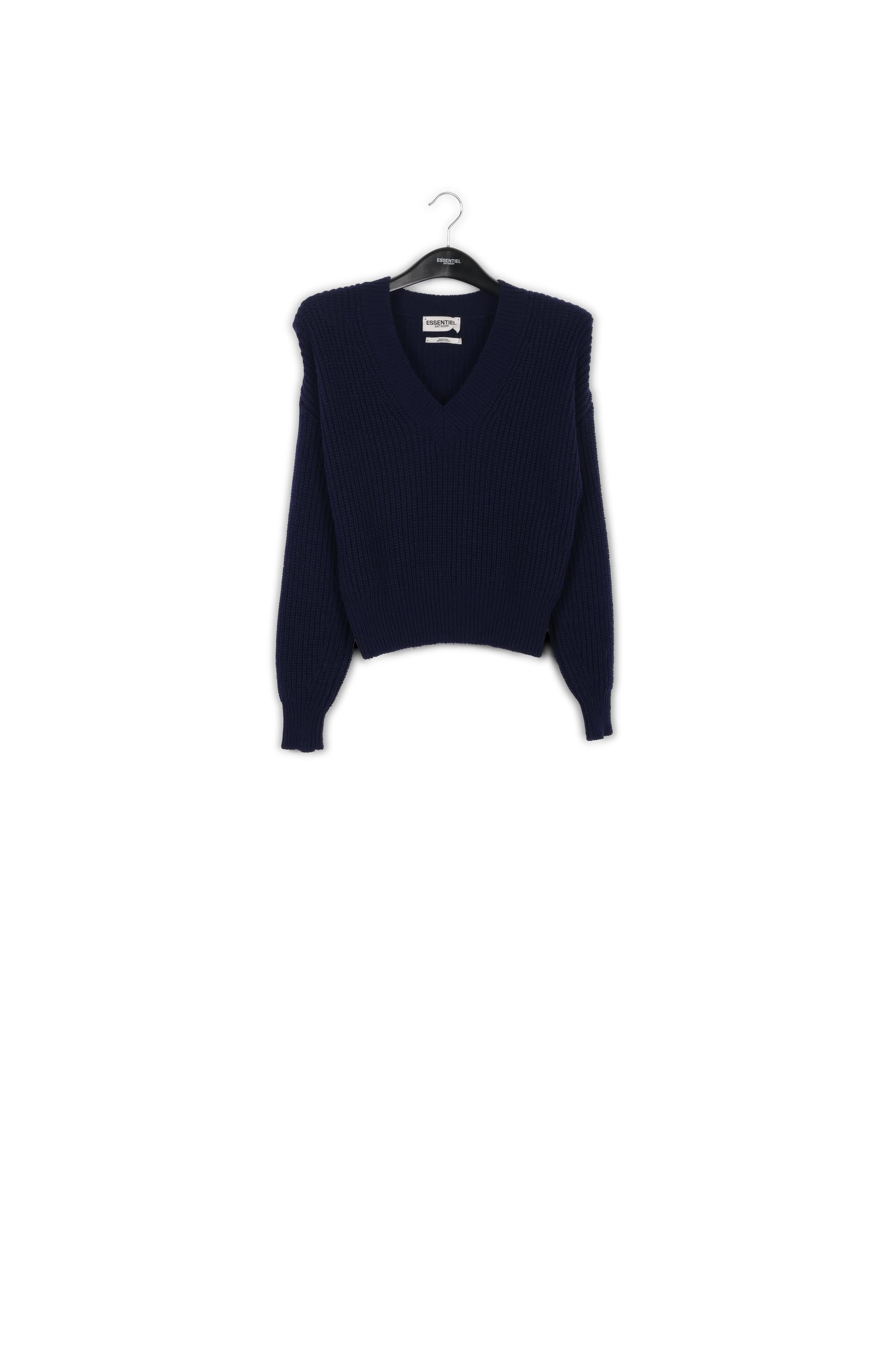 Pull bleu foncé à épaulettes RE—SSENTIEL | Essentiel second hand