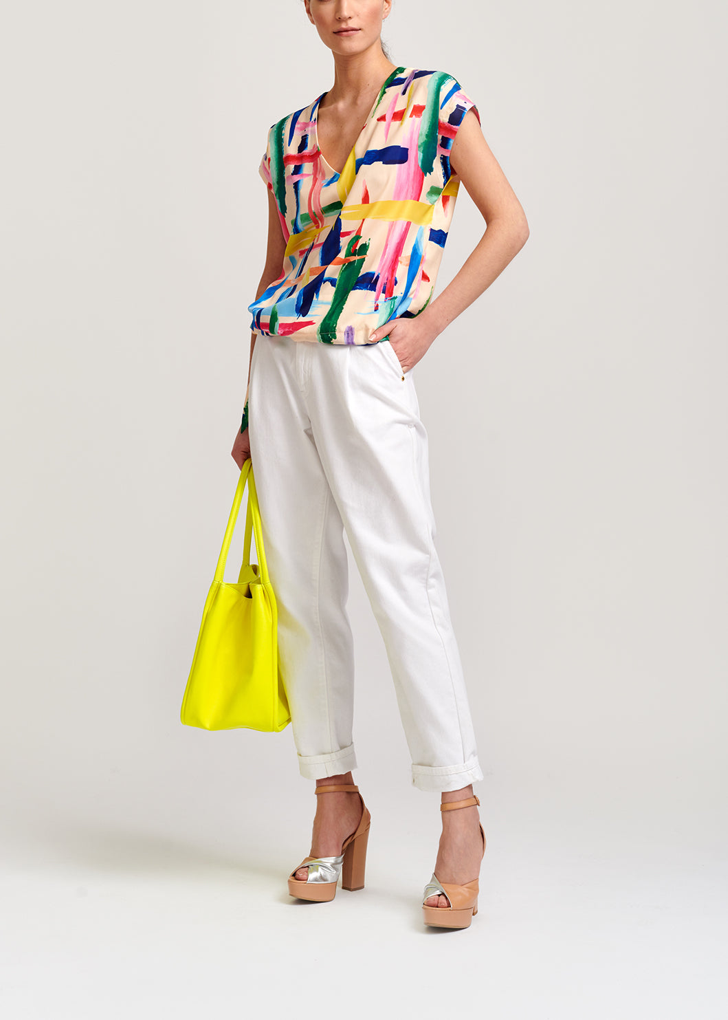 Multicolored graphic striped top RE—SSENTIEL | Essentiel second hand