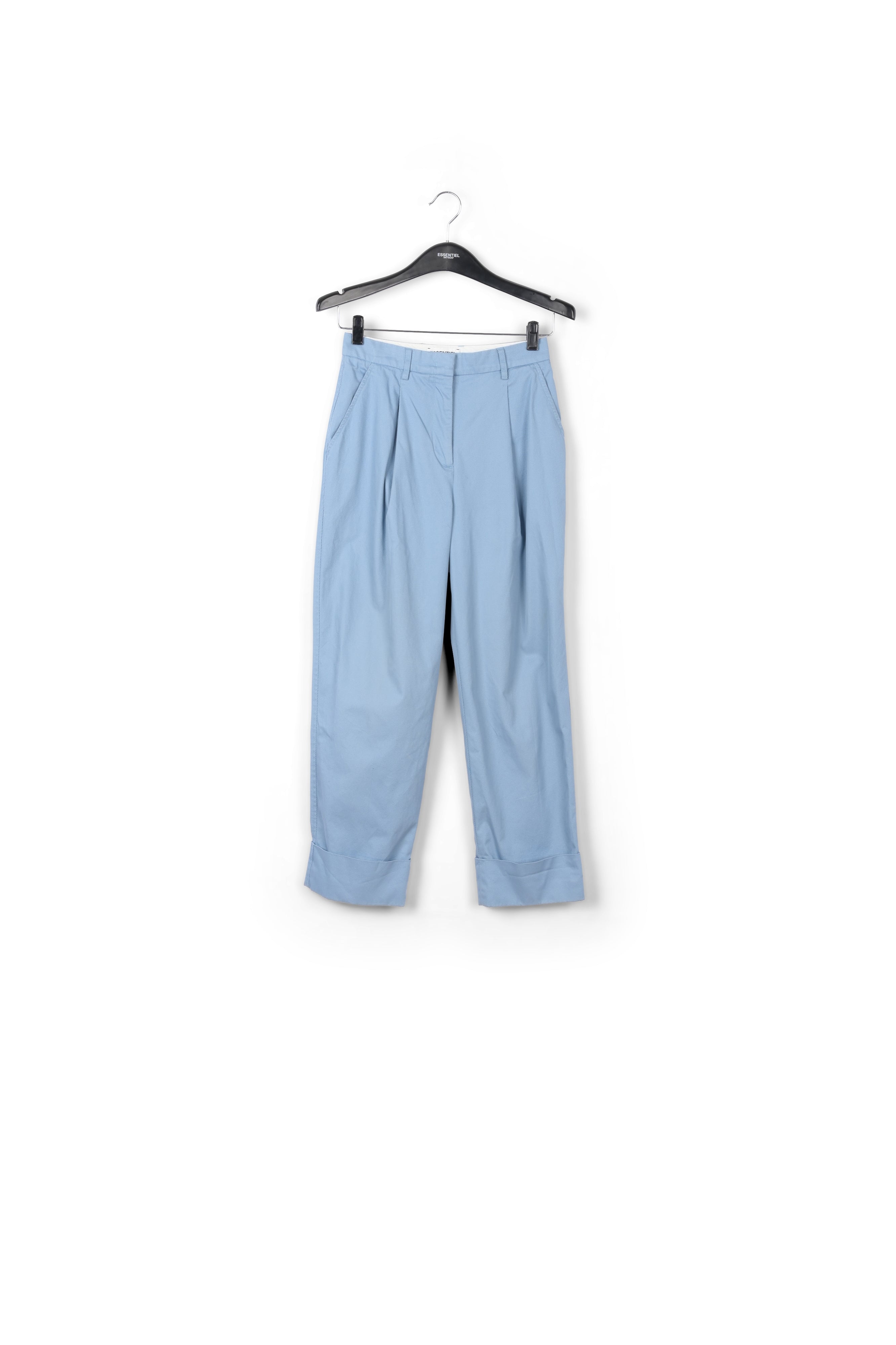 Pantalon bleu pâle aux jambes droites en coton mélangé RE—SSENTIEL | Essentiel second hand