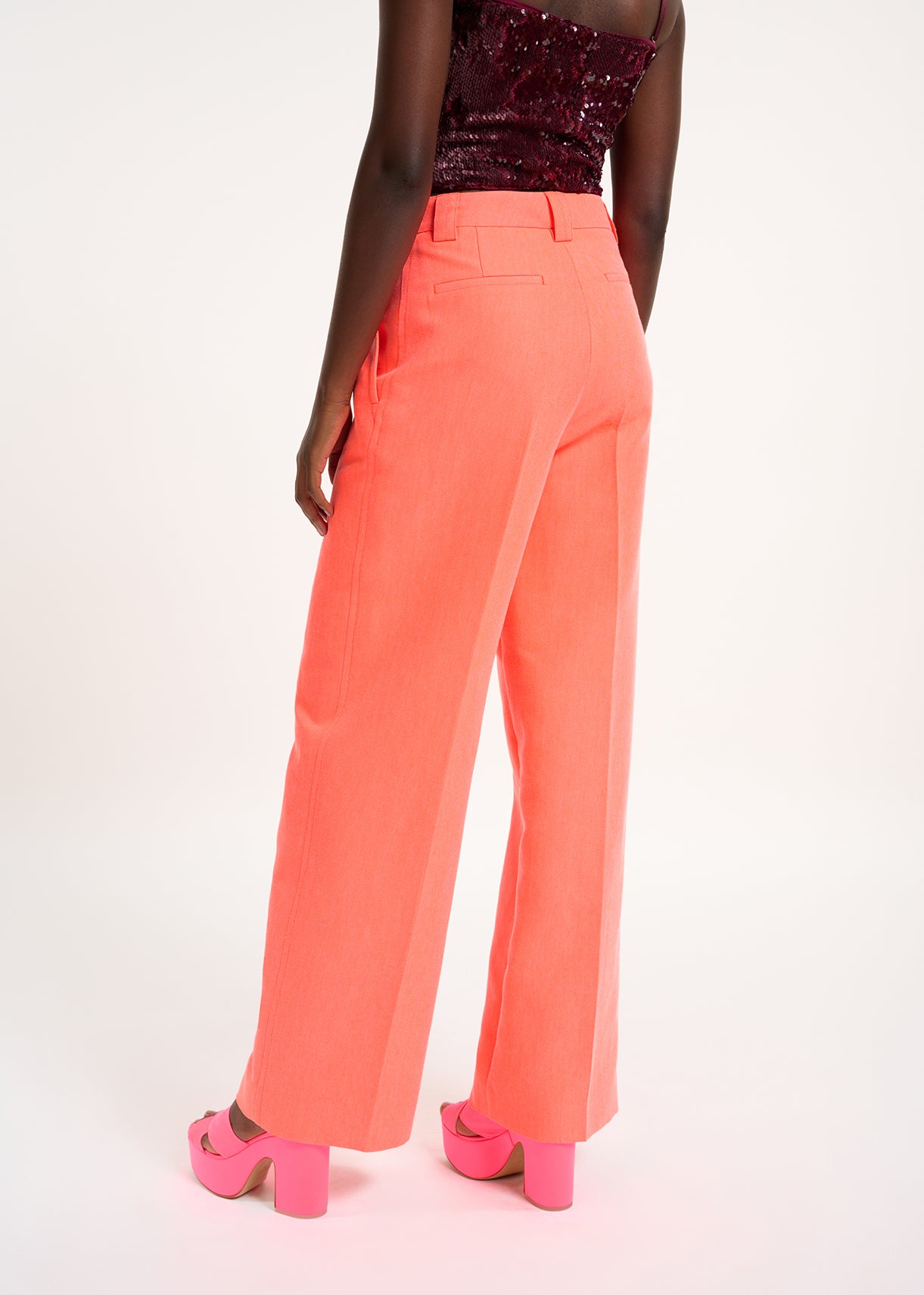 Coral red straight-leg pants RE—SSENTIEL | Essentiel second hand