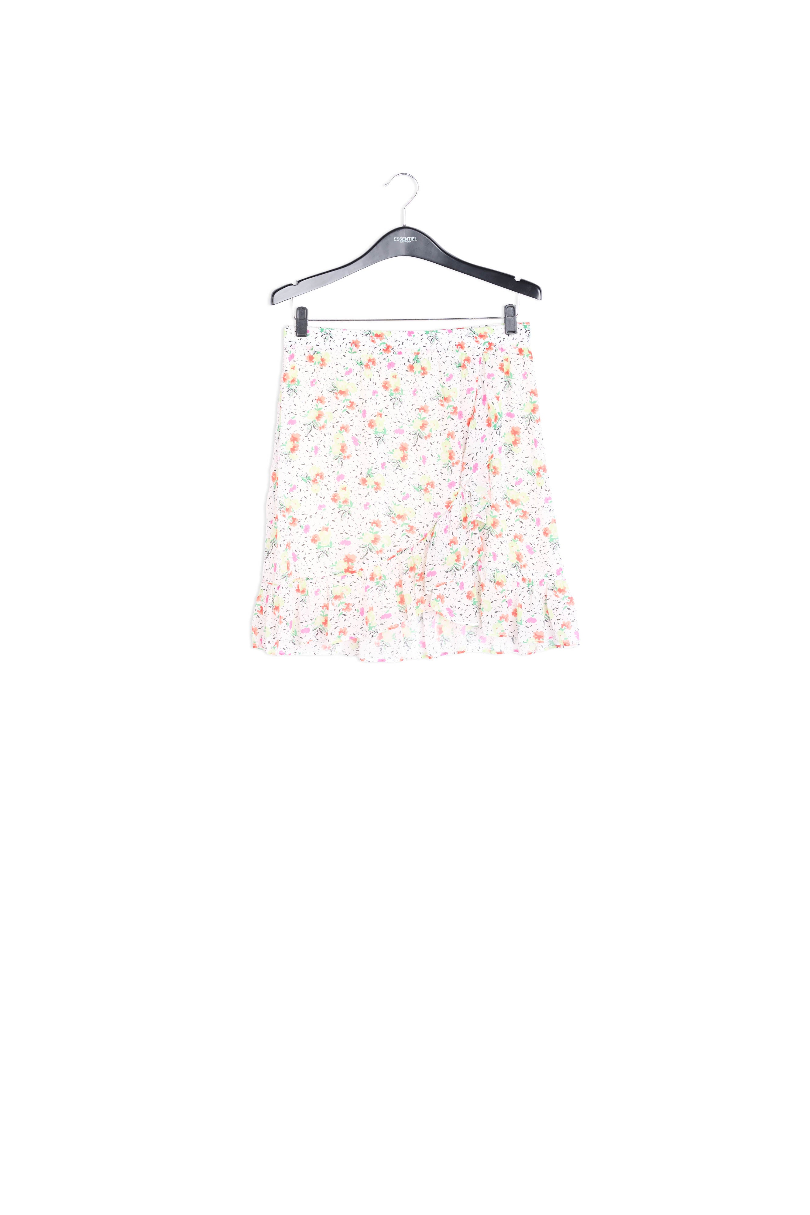 Off-white floral-print frilled mini skirt RE—SSENTIEL | Essentiel second hand