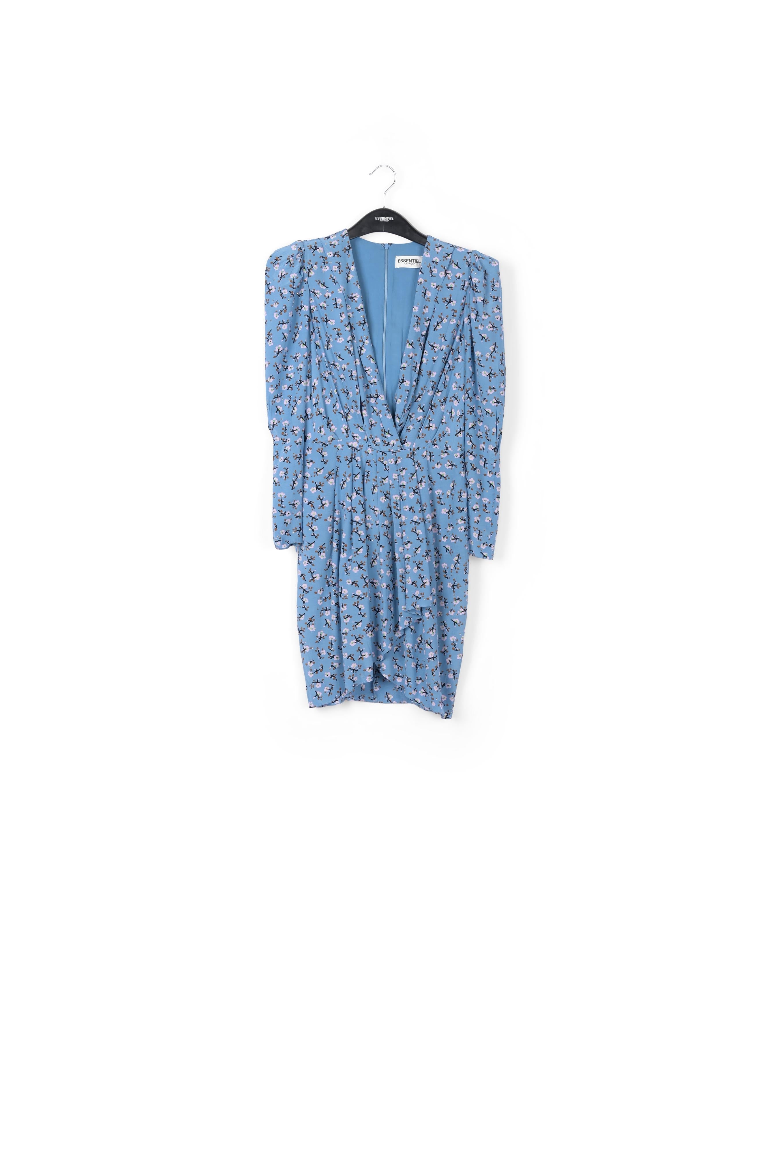 Mini-robe cache-cœur bleue à fleurs RE—SSENTIEL | Essentiel second hand