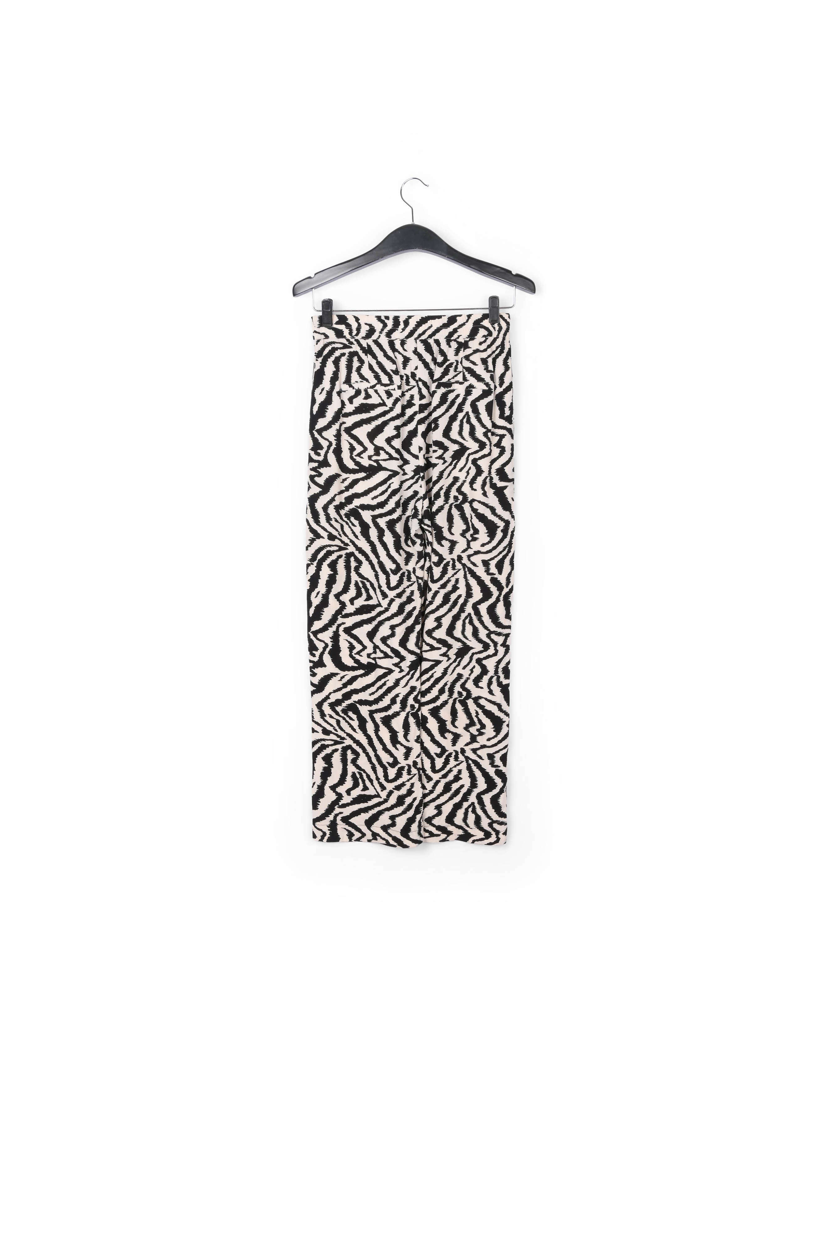 Black and white zebra-print wide-leg pants RE—SSENTIEL | Essentiel second hand