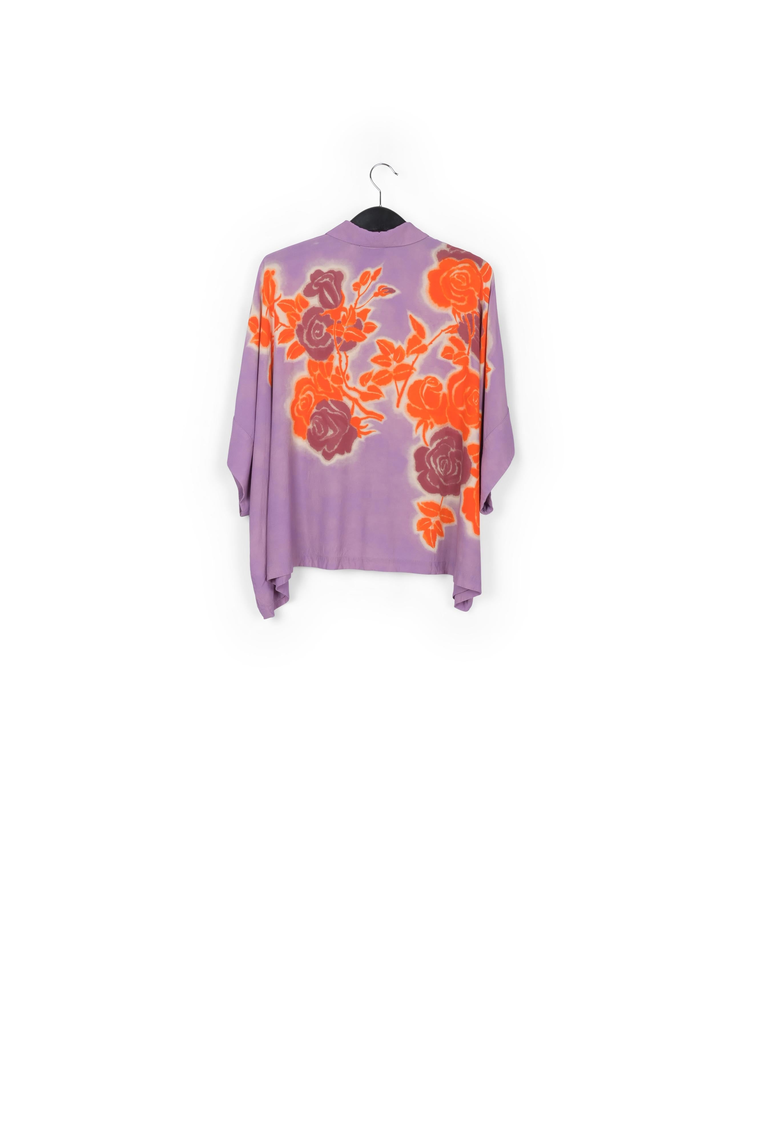 Lilac, orange and purple oversized shirt with floral print RE—SSENTIEL | Essentiel second hand