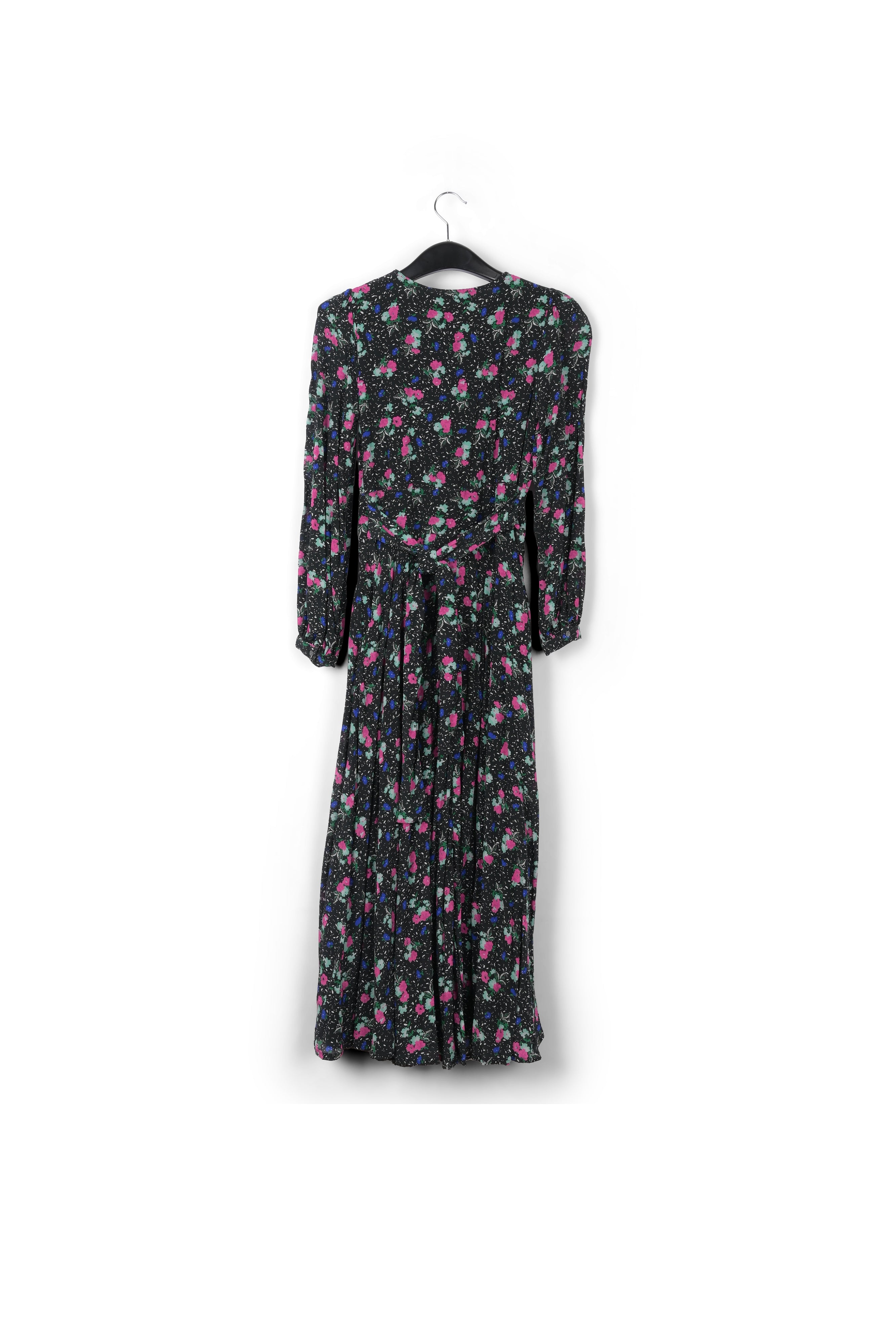Black floral-print wrap maxi dress RE—SSENTIEL | Essentiel second hand