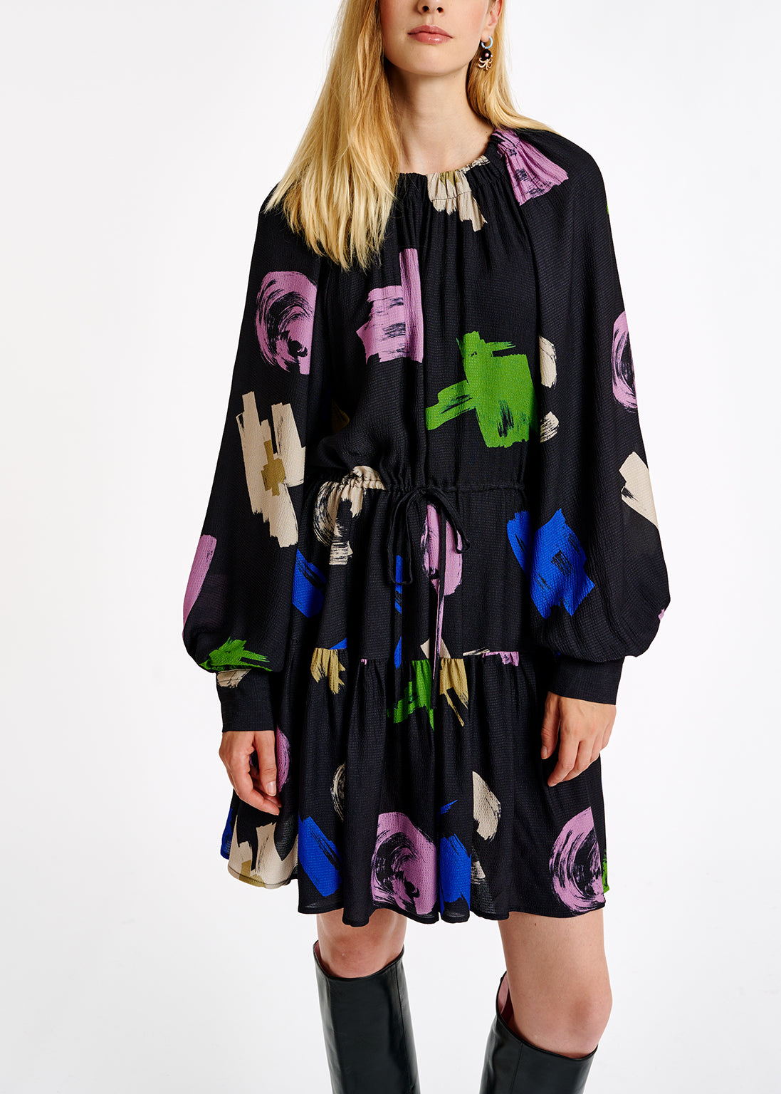 Mini robe à fleurs bleue, lilas et blanc cassé RE—SSENTIEL | Essentiel second hand