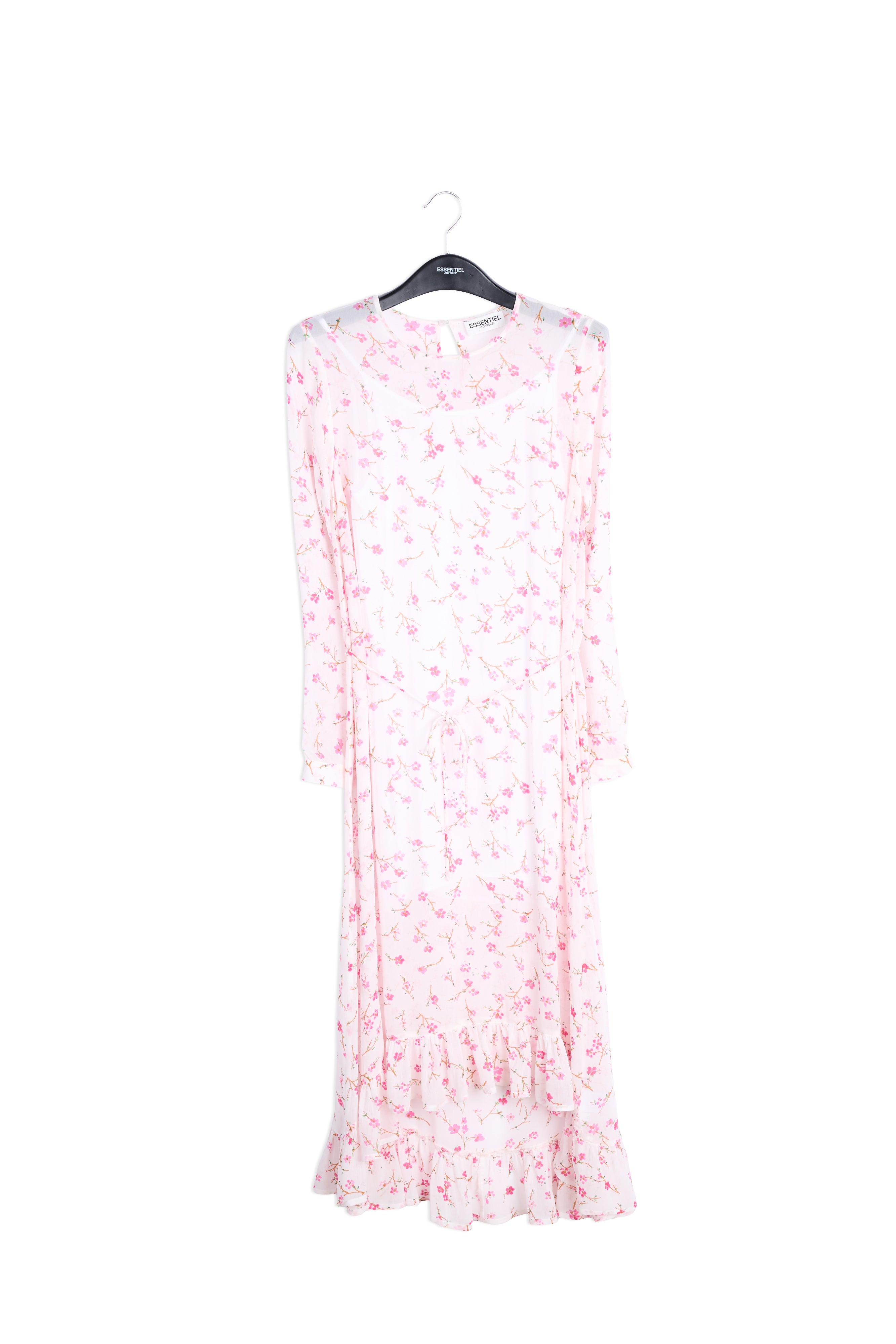 Robe a mi-longue à fleurs sur fond blanc cassé RE—SSENTIEL | Essentiel second hand