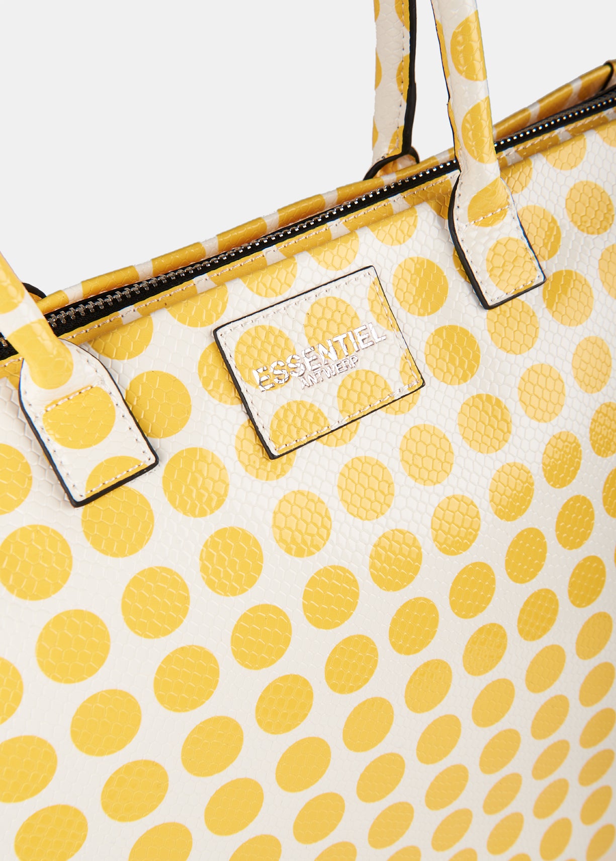 Large white and yellow dotted shopper bag RE—SSENTIEL | Essentiel second hand