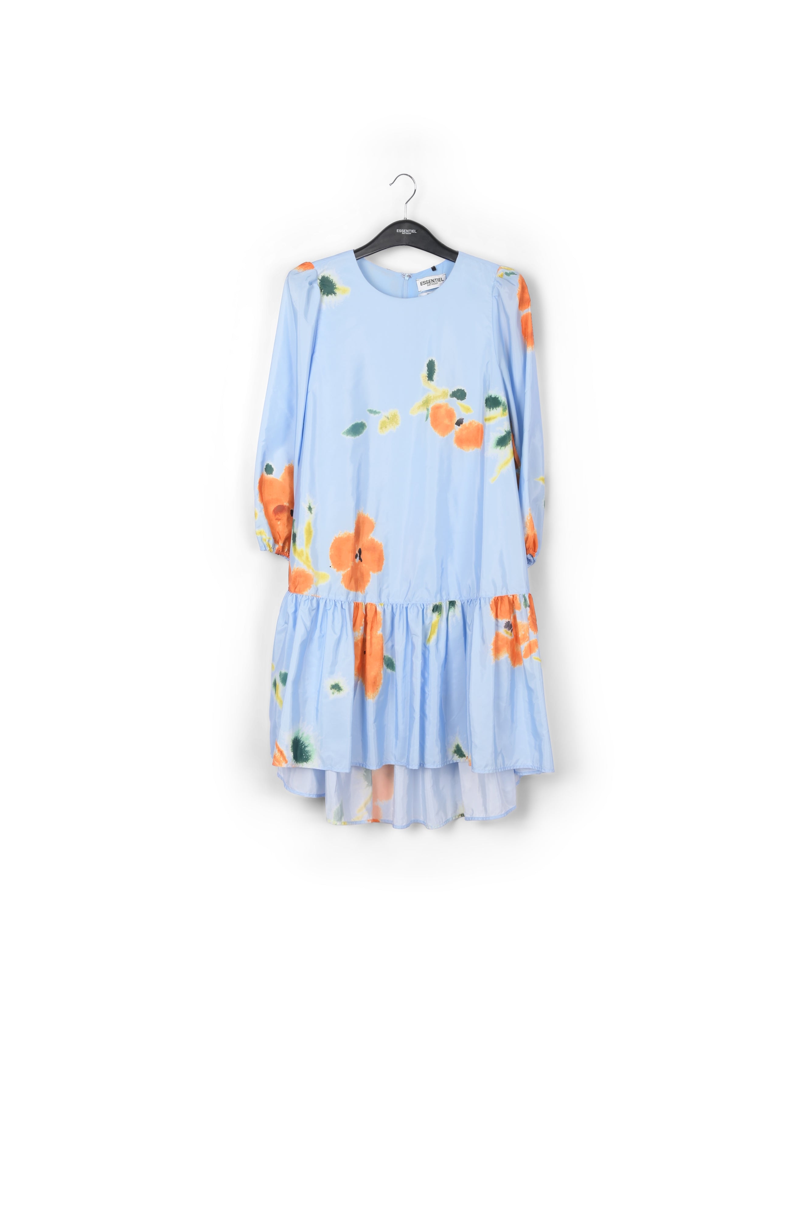 Blue floral print oversized mini dress RE—SSENTIEL | Essentiel second hand