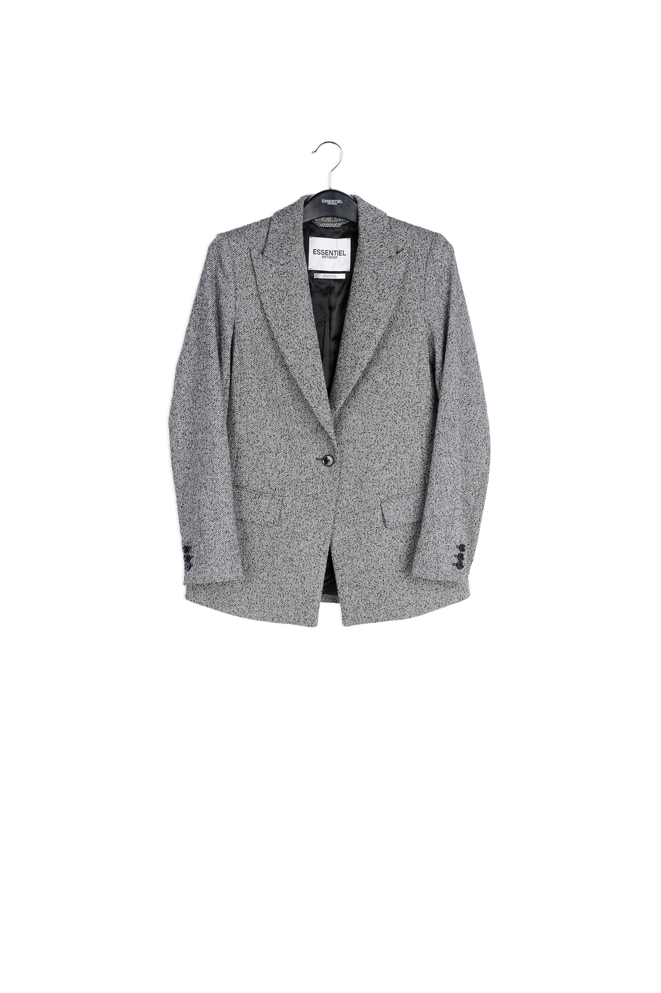 Grey mélange straight-fit blazer RE—SSENTIEL | Essentiel second hand
