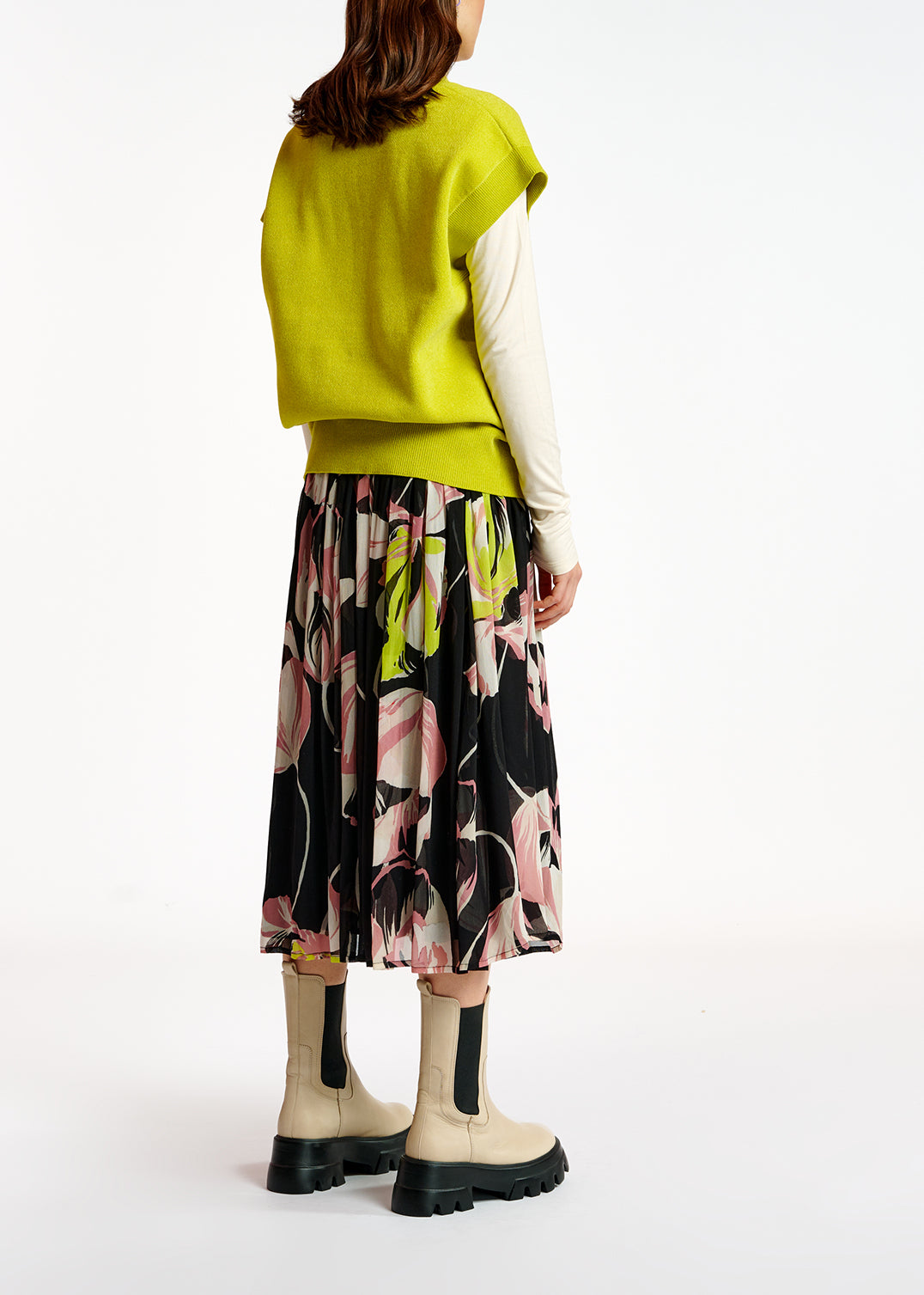 Lime green V-neck short-sleeved sweater RE—SSENTIEL | Essentiel second hand