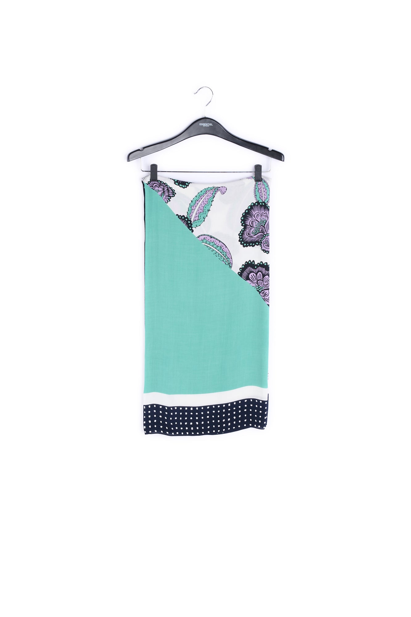 Large light blue patchwork scarf RE—SSENTIEL | Essentiel second hand