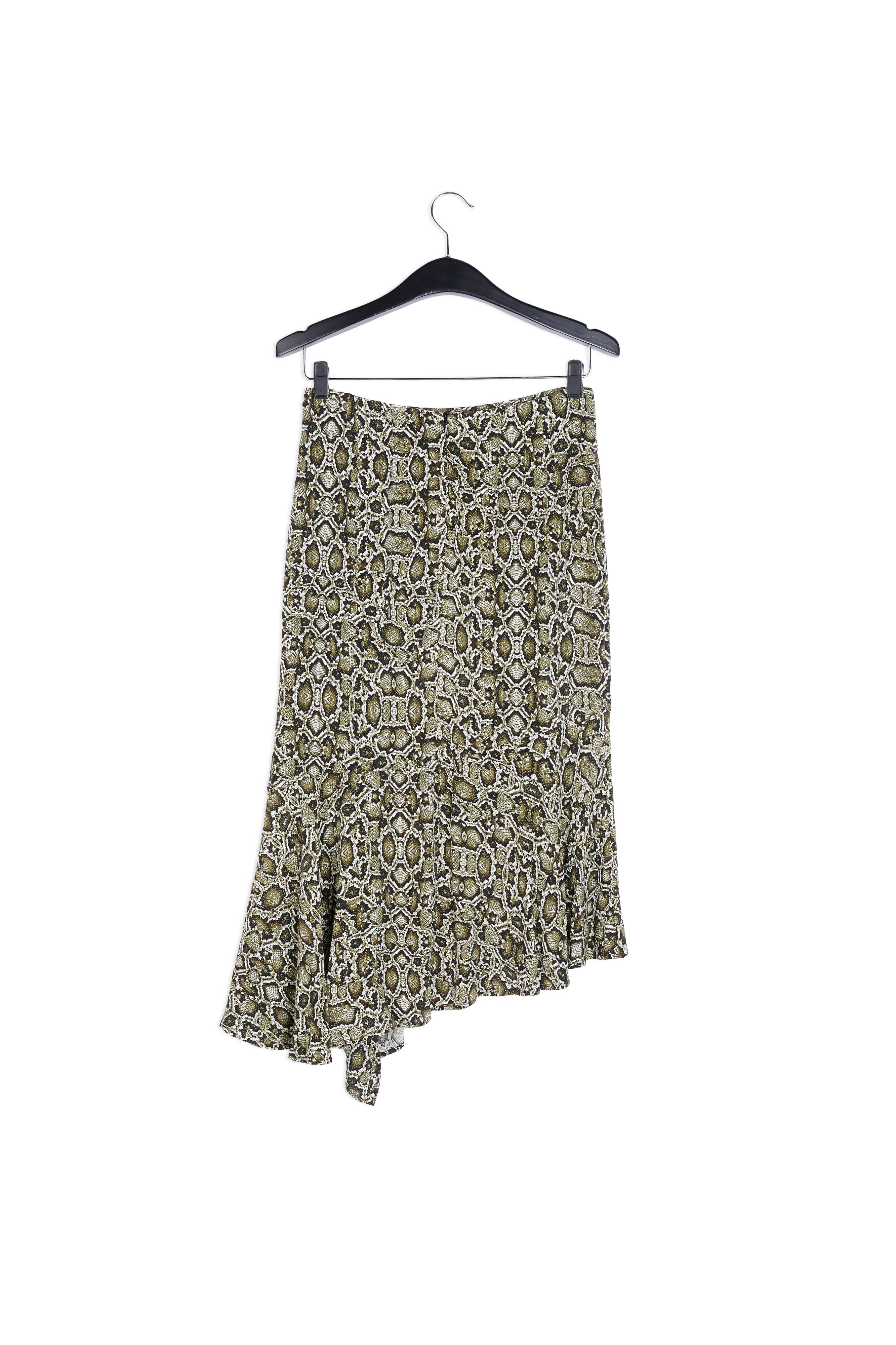 Jupe midi vert kaki à imprimé serpent RE—SSENTIEL | Essentiel second hand