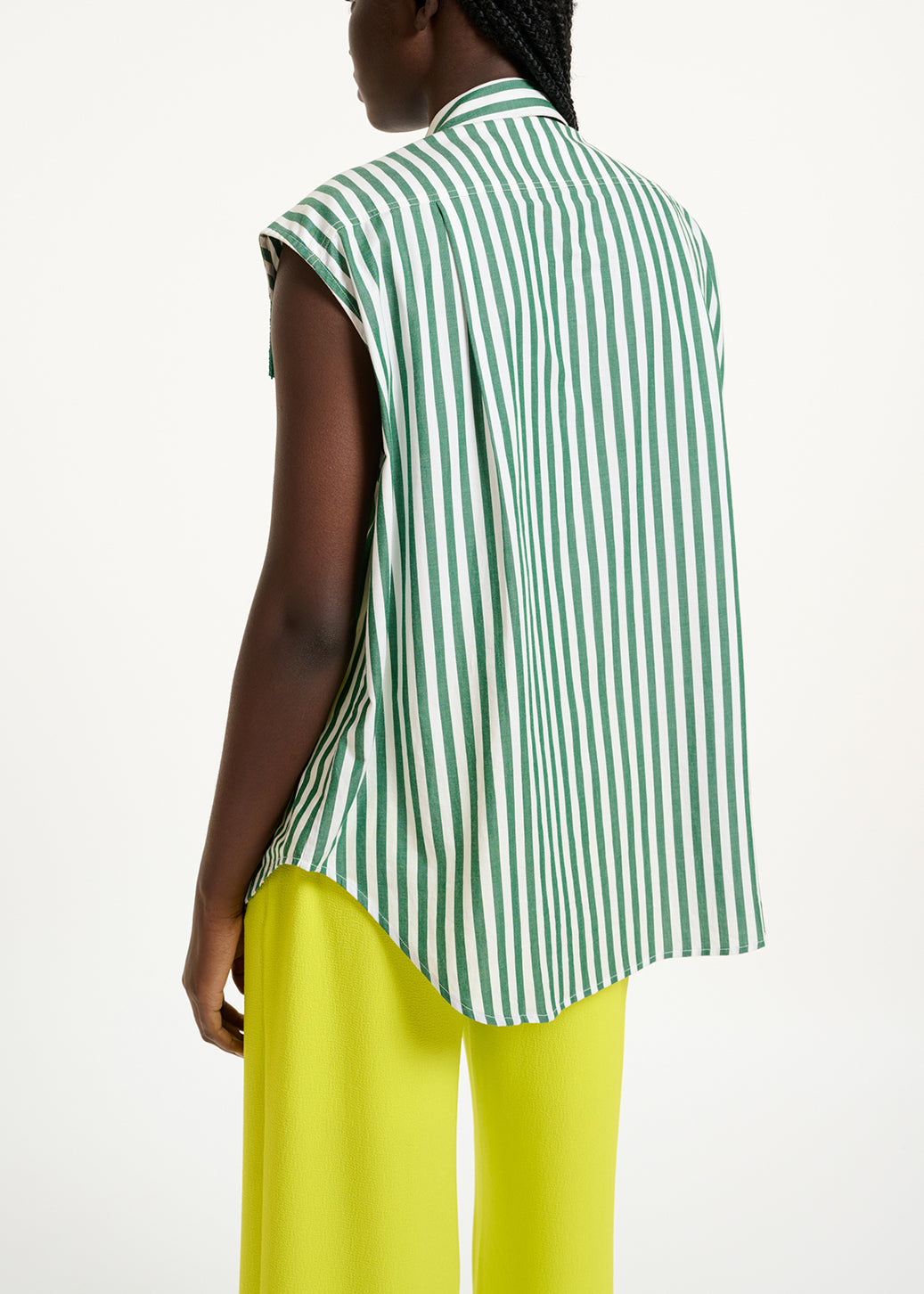 White and green striped shirt with beaded fringes RE—SSENTIEL | Essentiel second hand