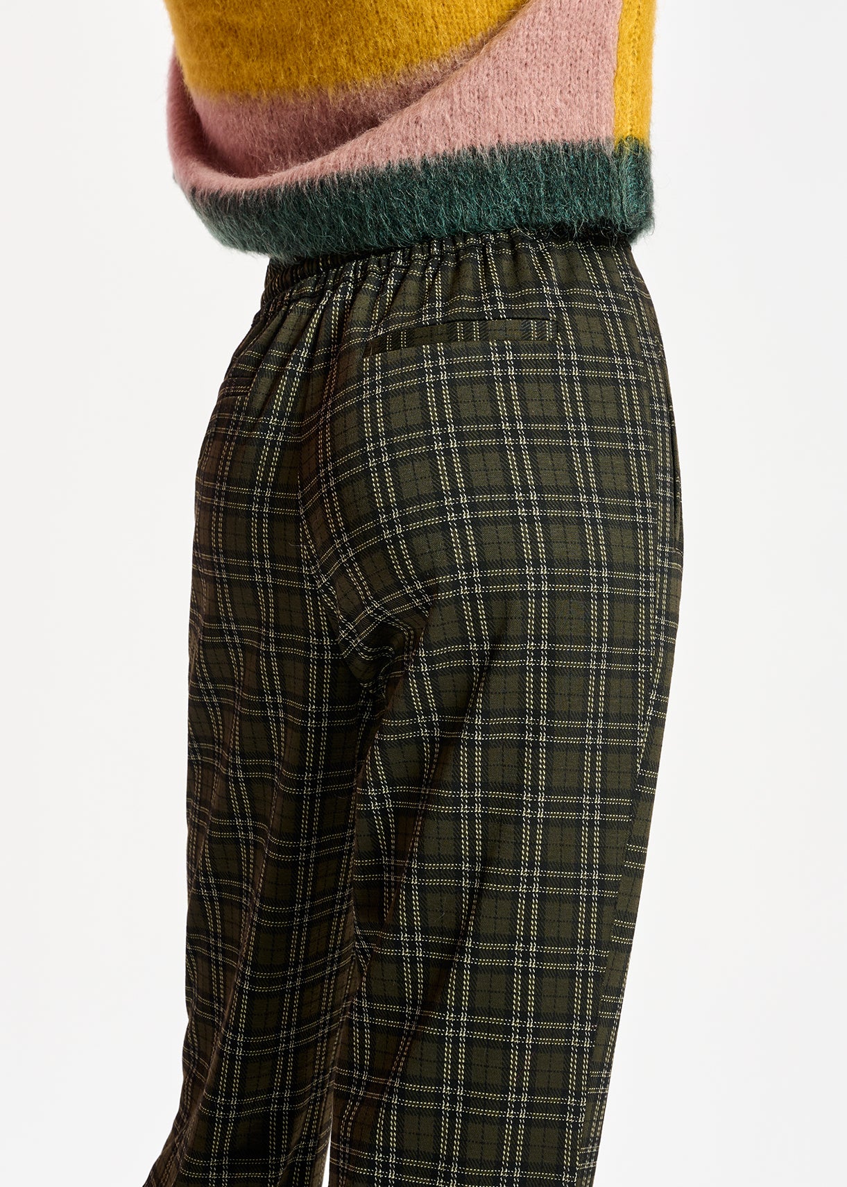 Pantalon kaki à carreaux RE—SSENTIEL | Essentiel second hand