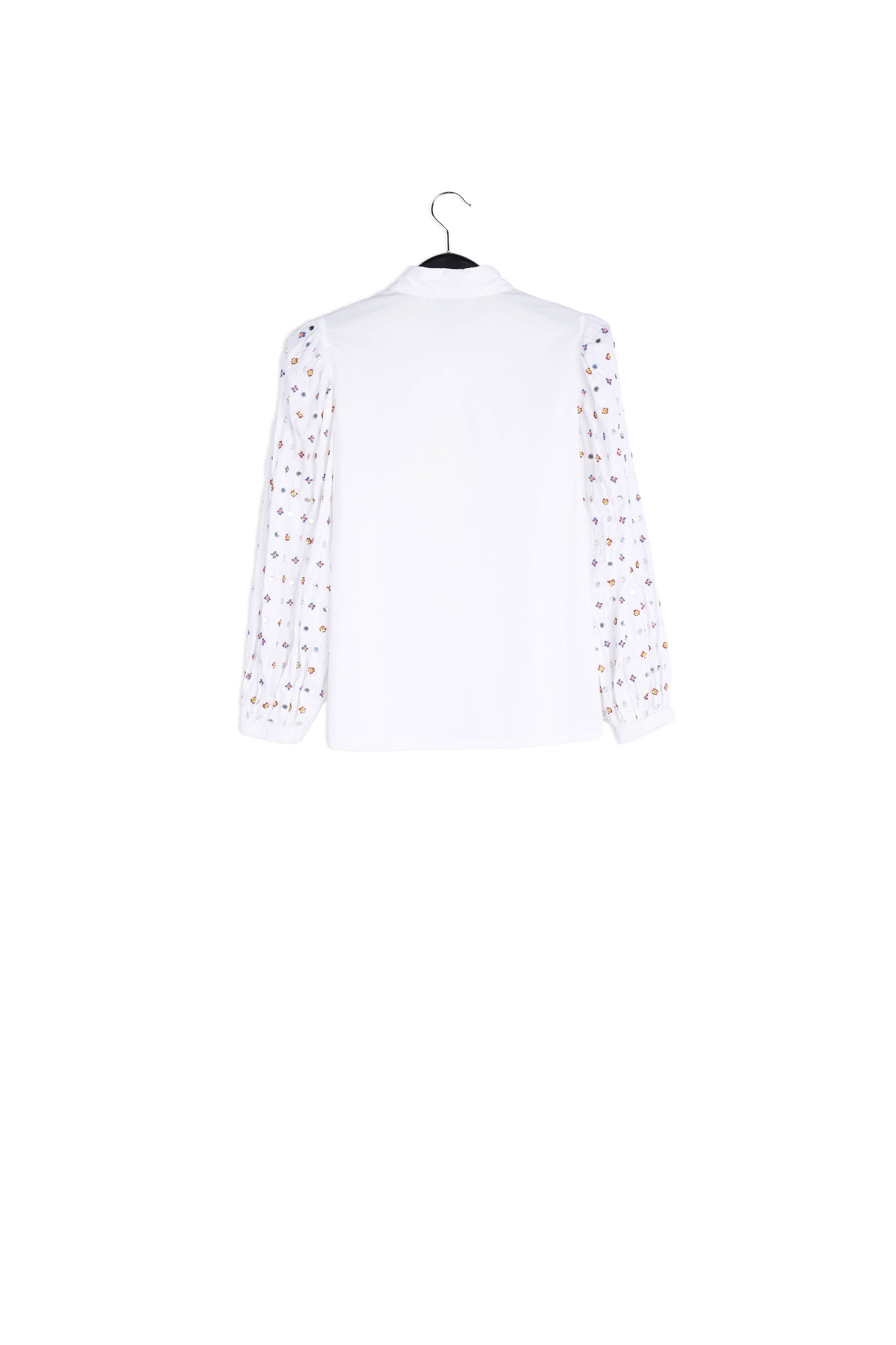 White mirror-embroidered puffed-sleeve shirt RE—SSENTIEL | Essentiel second hand
