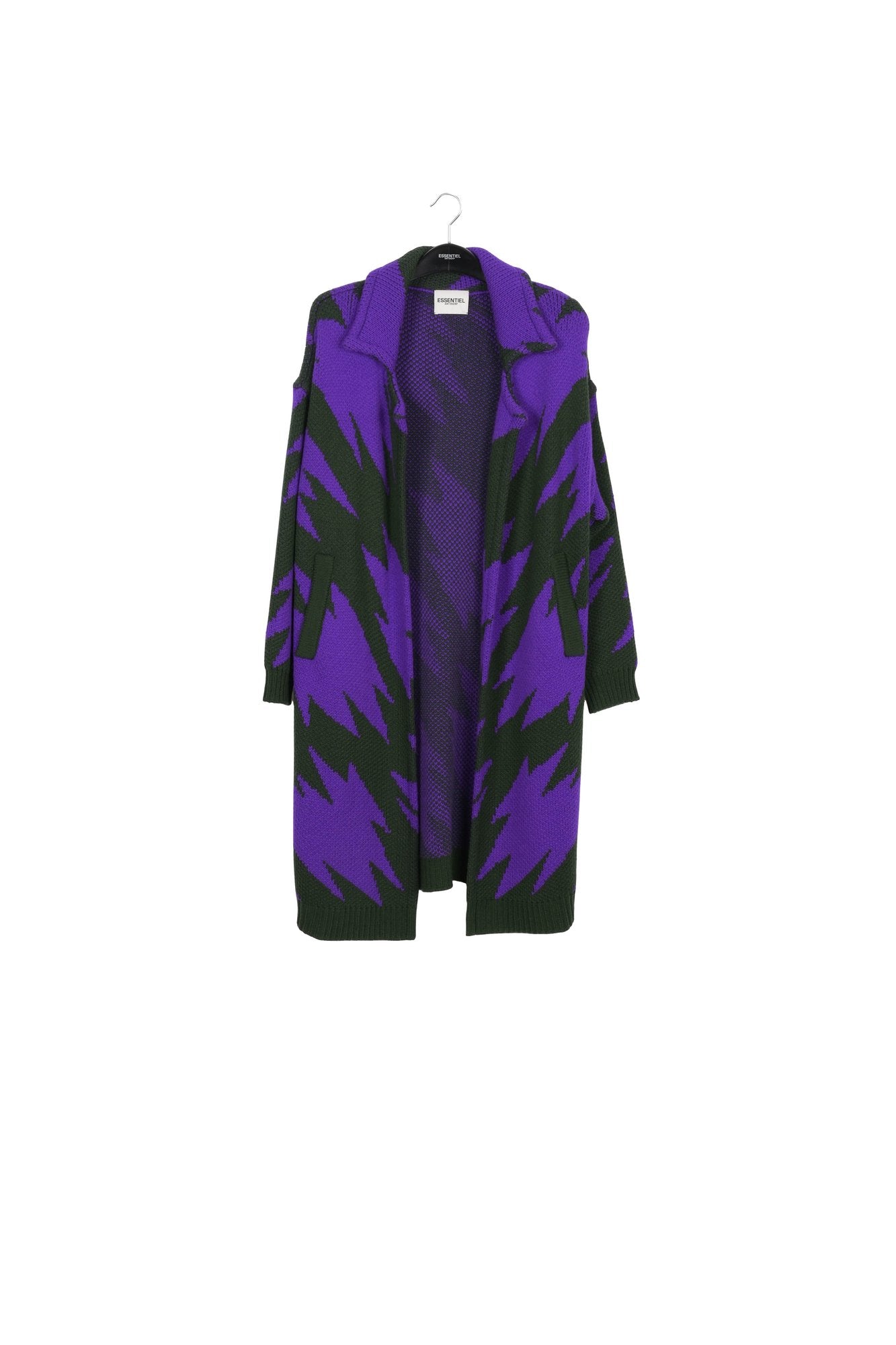 Manteau tricoté noir et pourpre RE—SSENTIEL | Essentiel second hand