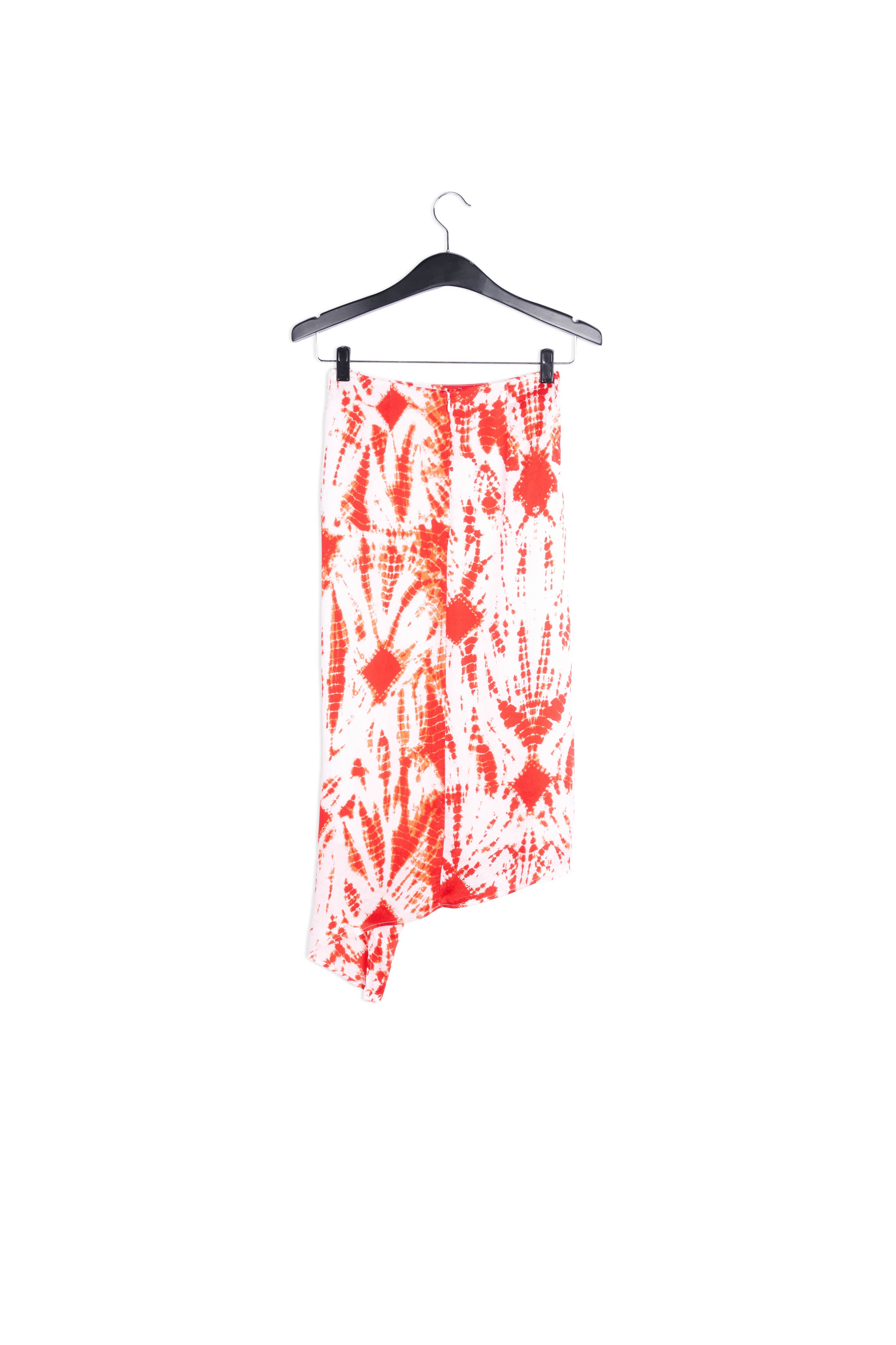 Jupe midi en soie tie-dye blanc cassé et rouge RE—SSENTIEL | Essentiel second hand