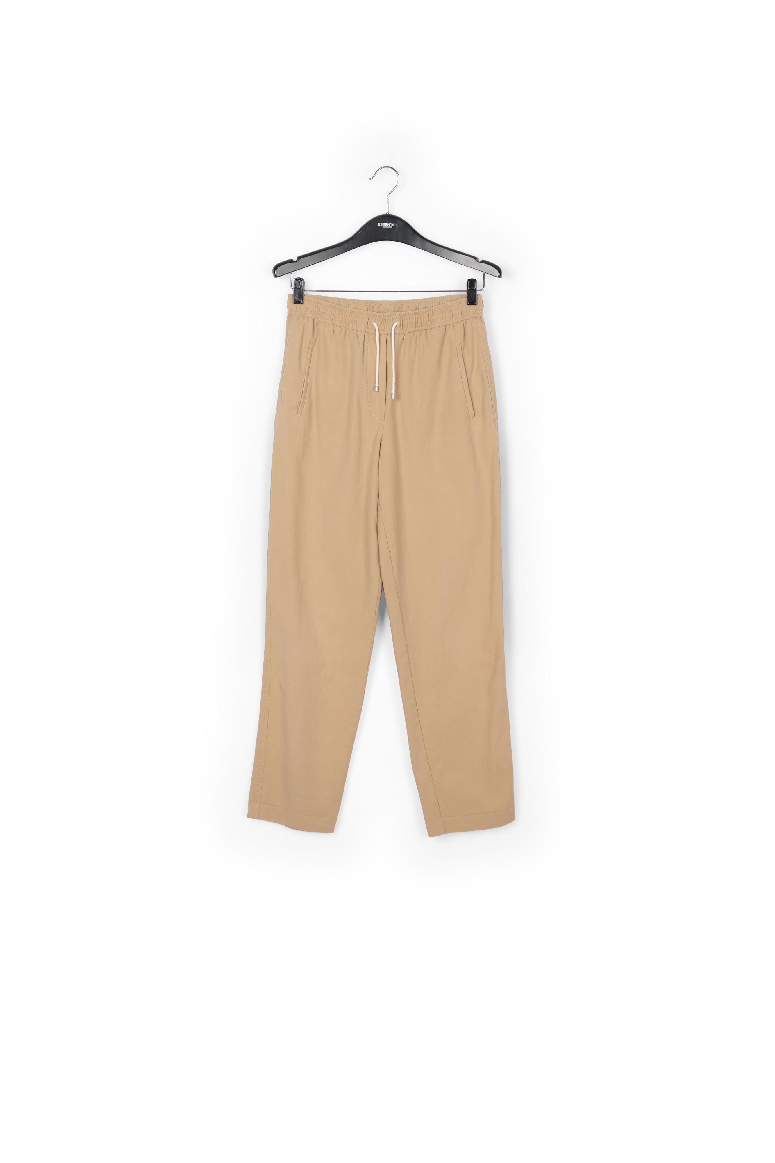 Pantalon fuselé en coton beige RE—SSENTIEL | Essentiel second hand
