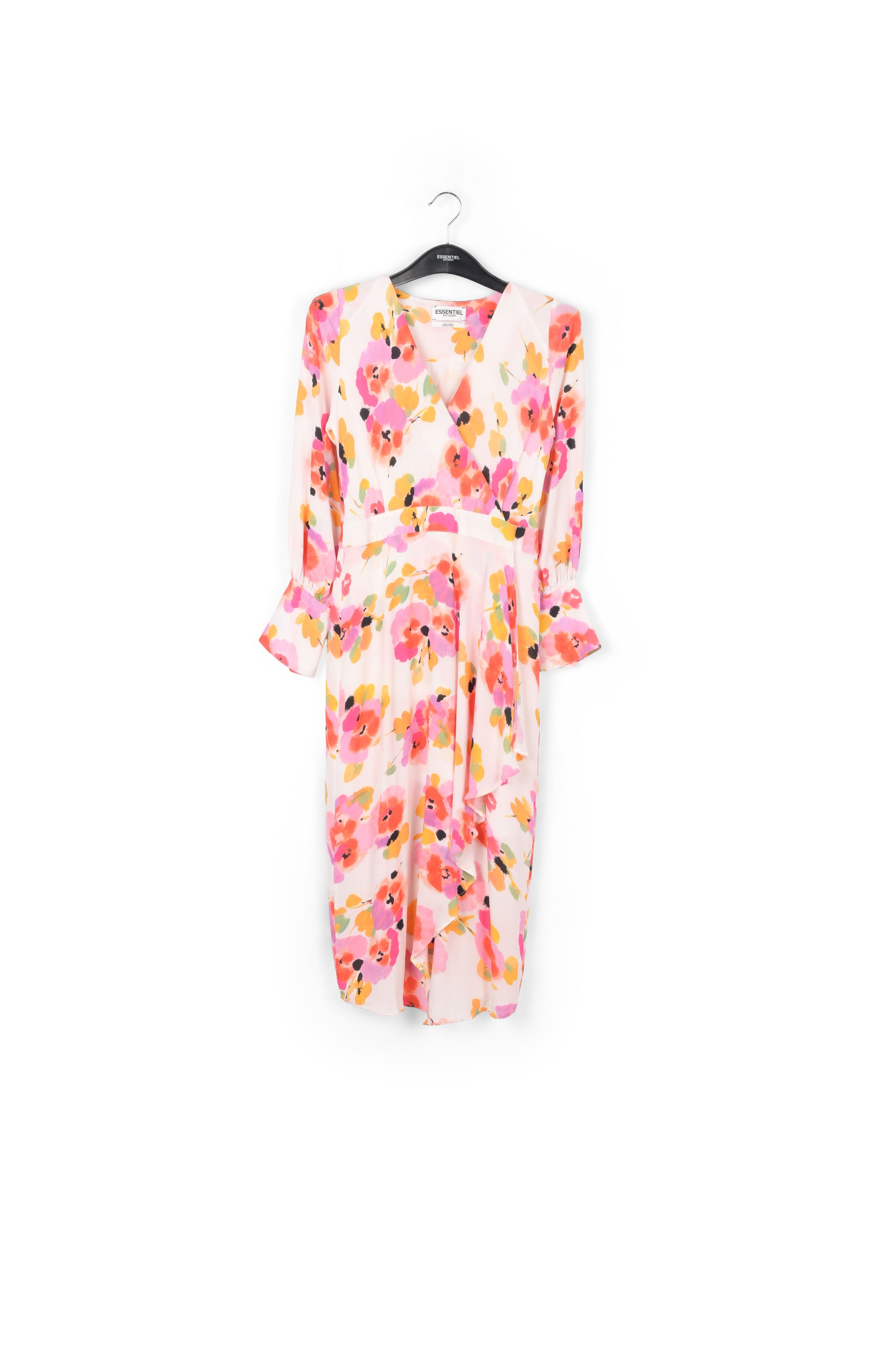 Off-white floral-print midi dress RE—SSENTIEL | Essentiel second hand