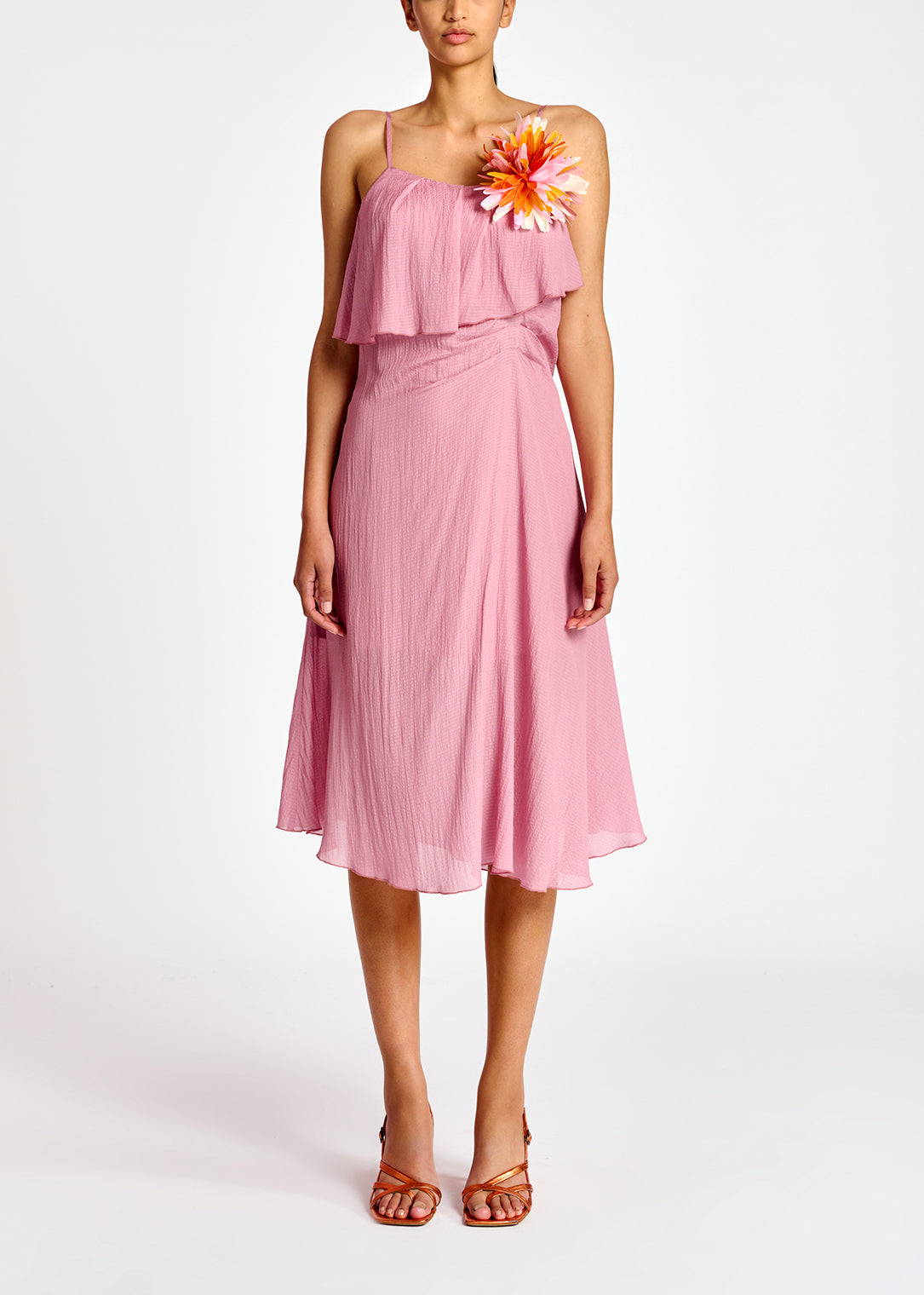 Lilac viscose-silk asymmetrical midi dress RE—SSENTIEL | Essentiel second hand