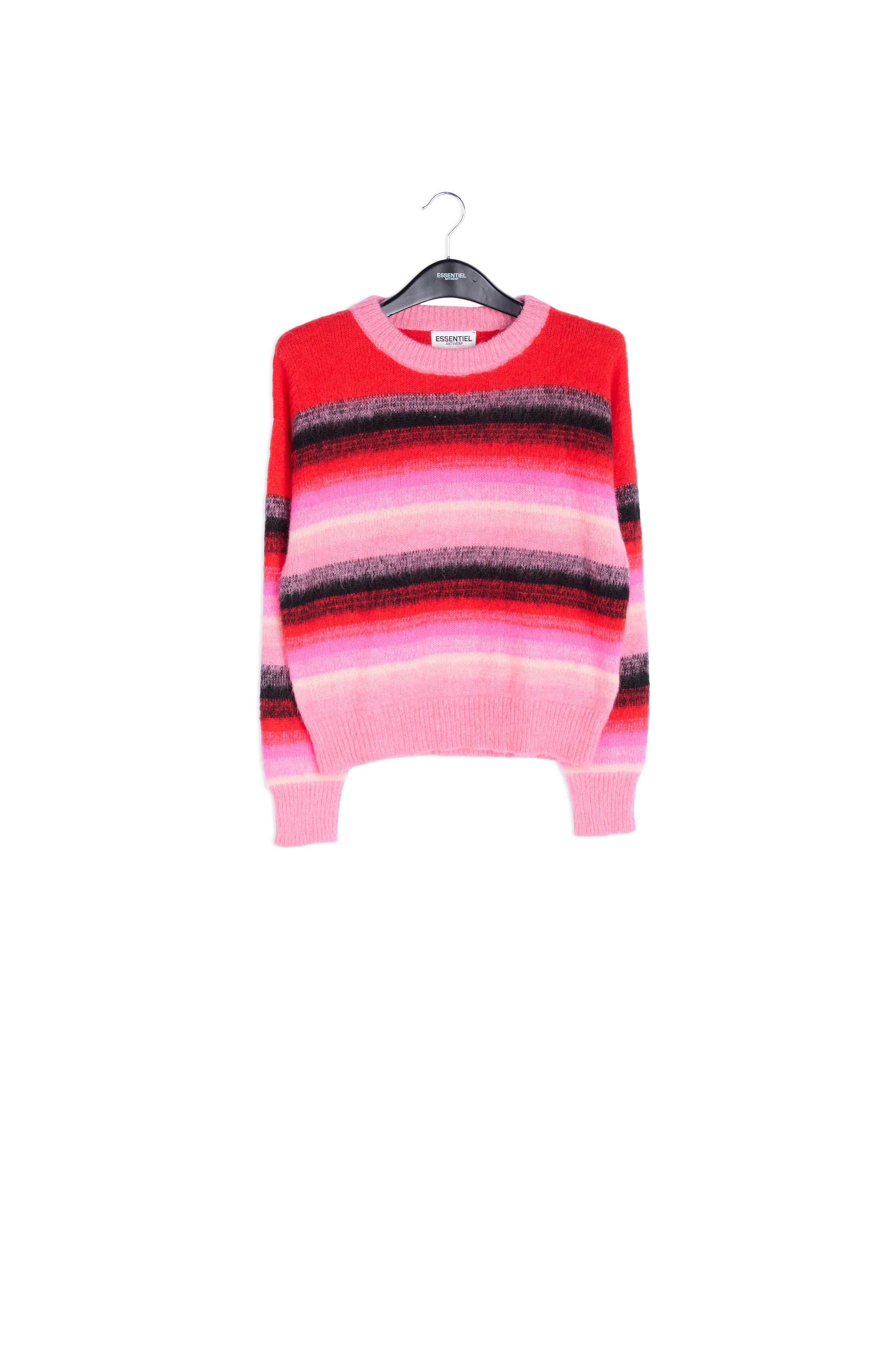 Red, pink and black striped knit sweater RE—SSENTIEL | Essentiel second hand