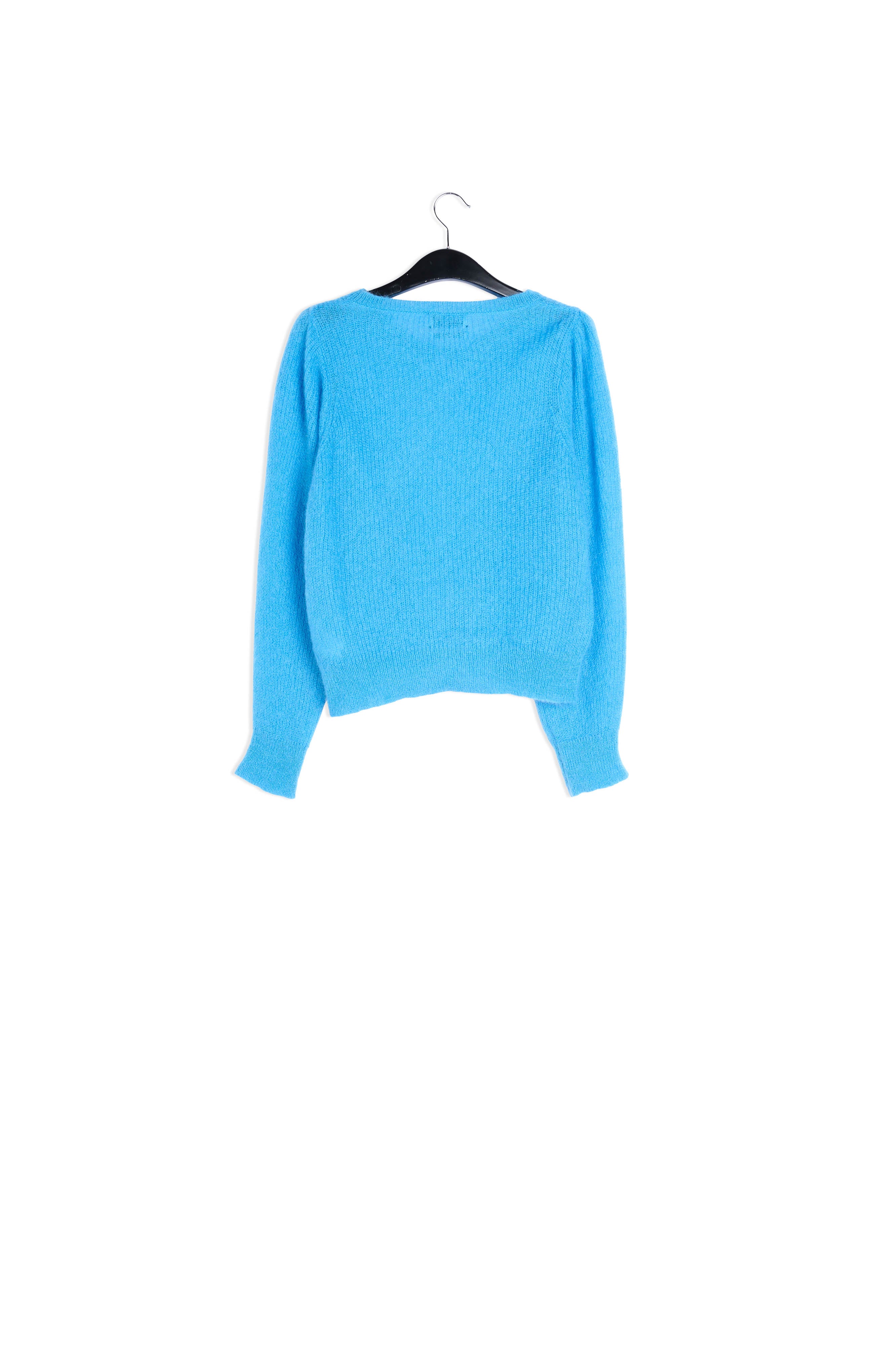 Blue mohair-blend knit sweater with puffed shoulders RE—SSENTIEL | Essentiel second hand