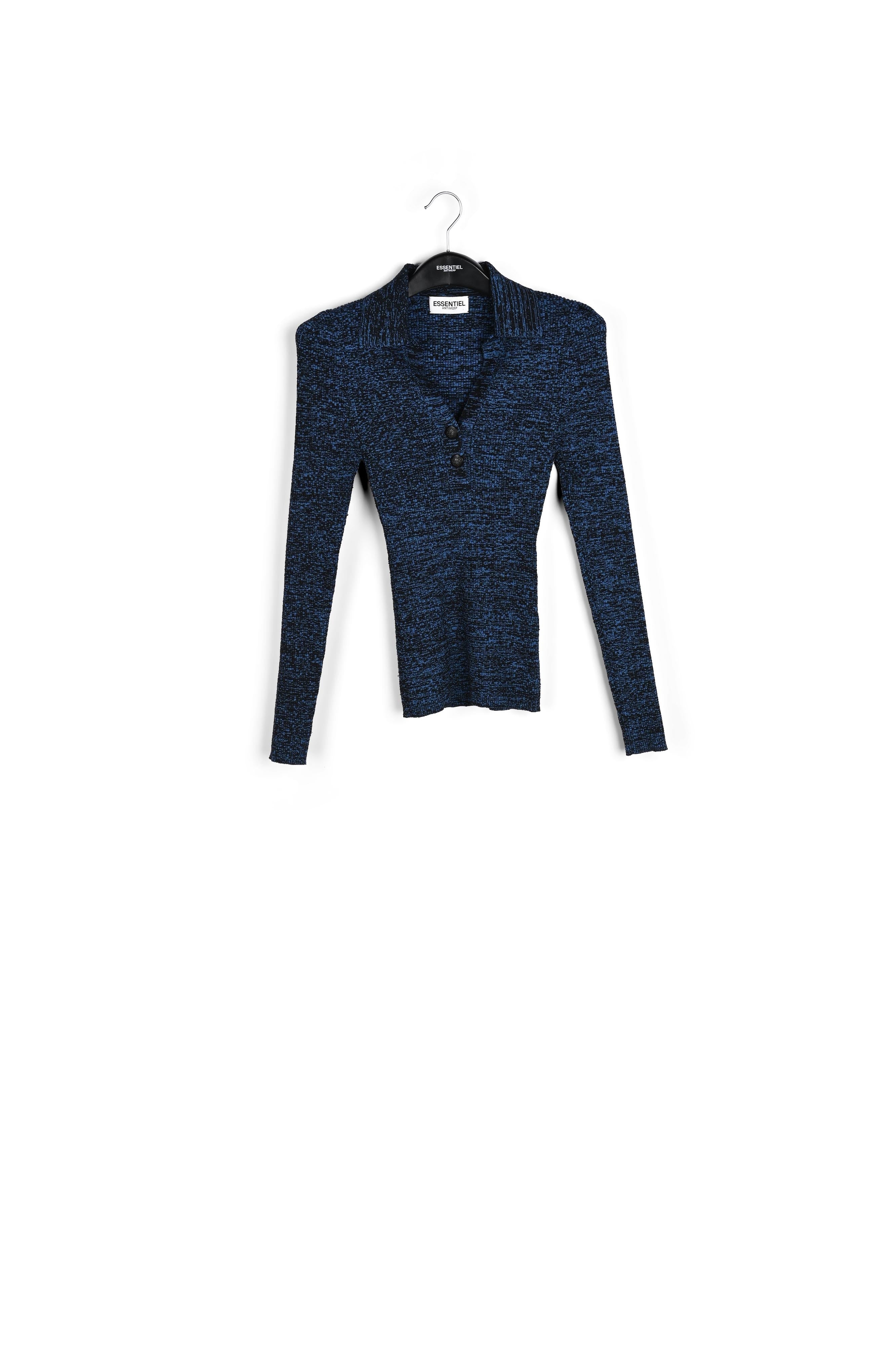 Blue and black mélange ribbed-knit sweater RE—SSENTIEL | Essentiel second hand