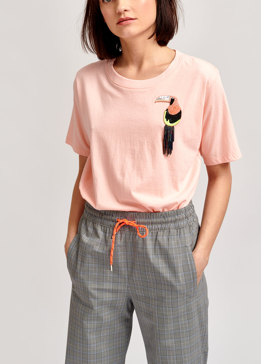 Pantalon de jogging gris au motif tartan RE—SSENTIEL | Essentiel second hand