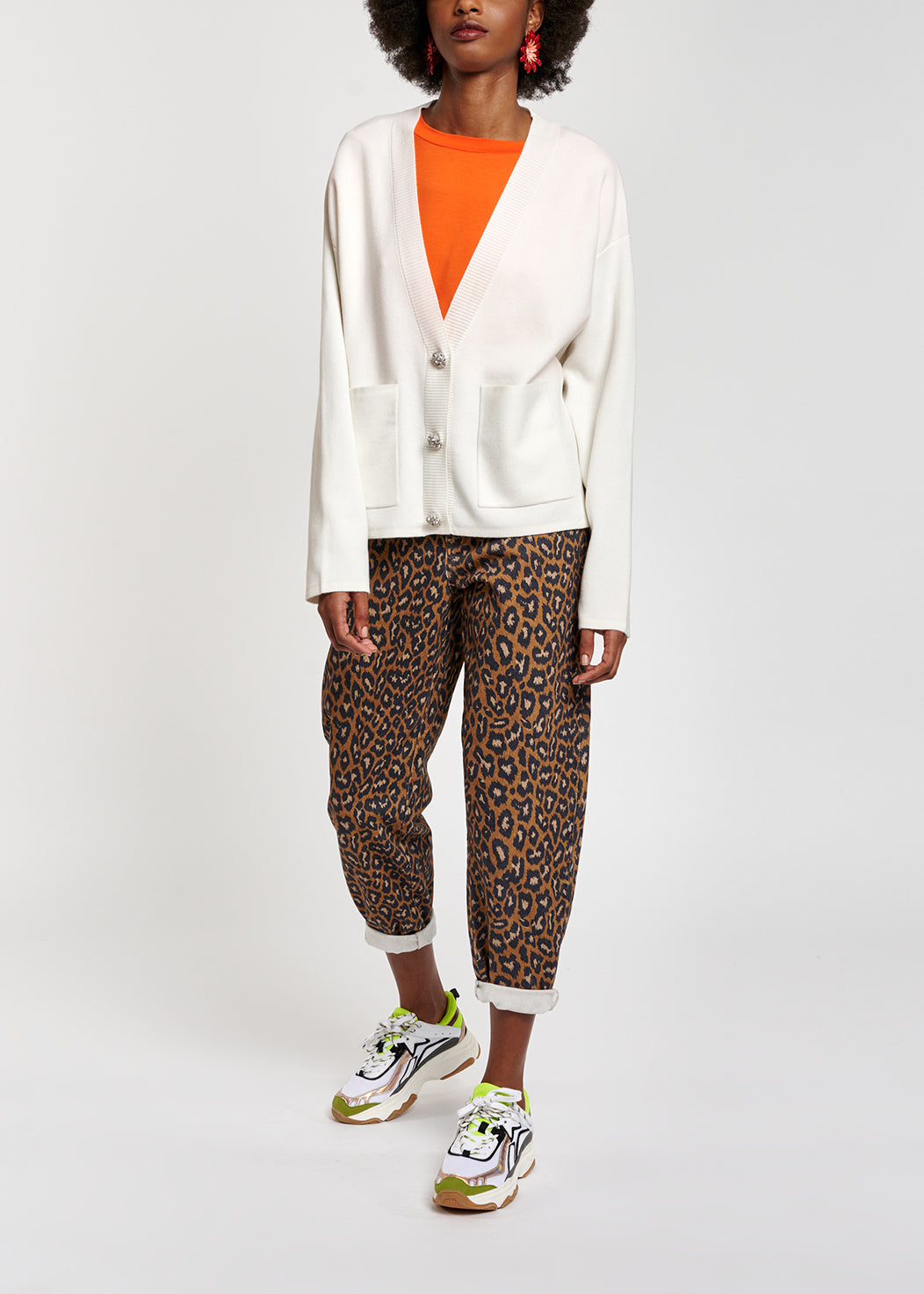 Off-white cardigan with rhinestone buttons RE—SSENTIEL | Essentiel second hand