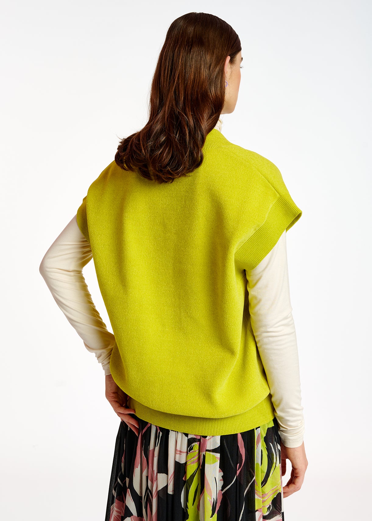Lime green V-neck short-sleeved sweater RE—SSENTIEL | Essentiel second hand