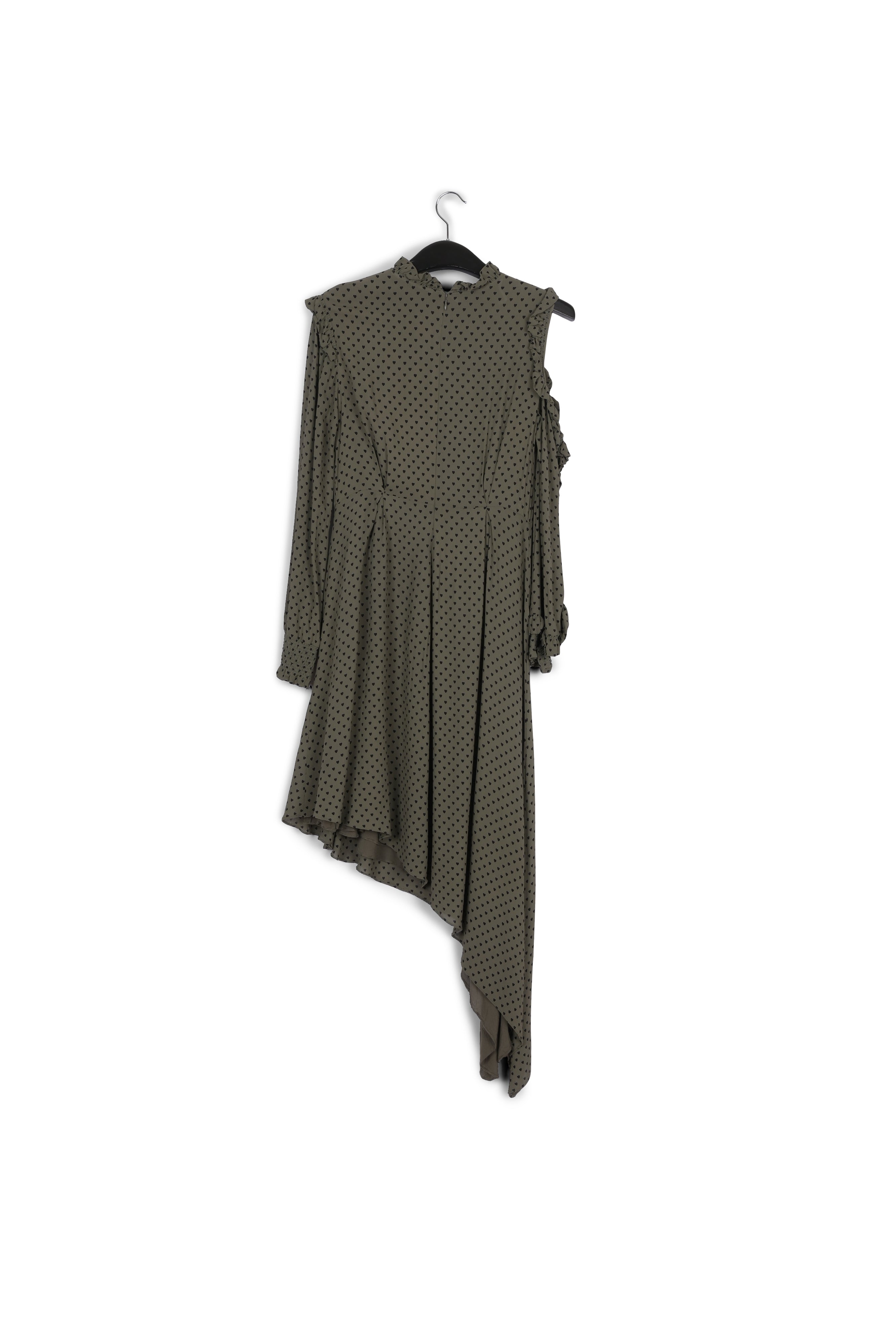 Asymmetrical khaki dress with little hearts RE—SSENTIEL | Essentiel second hand
