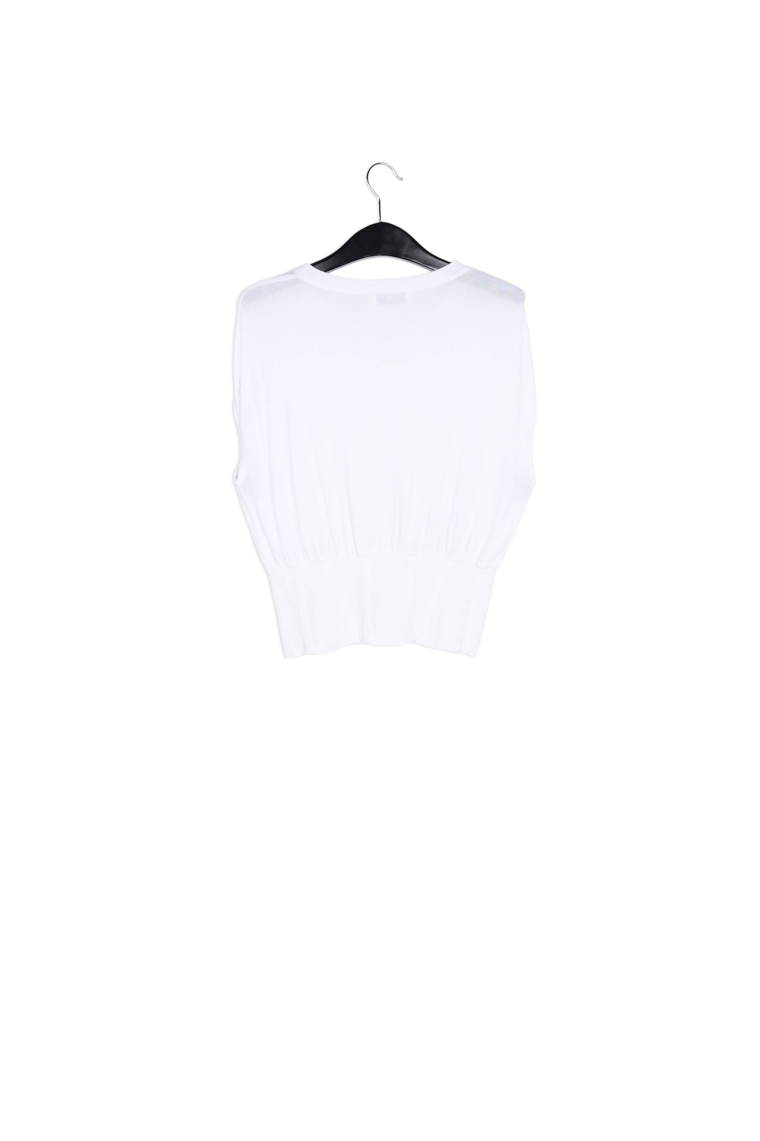 Off-white sleeveless knitted top with fitted waist RE—SSENTIEL | Essentiel second hand