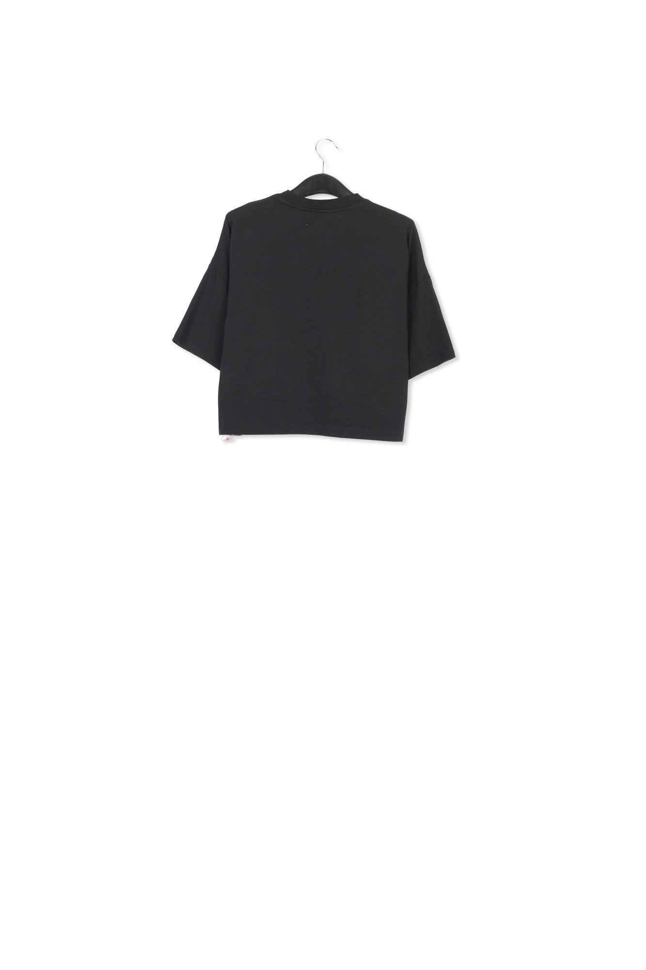 Black organic cotton T-shirt with hamburger embroidery RE—SSENTIEL | Essentiel second hand