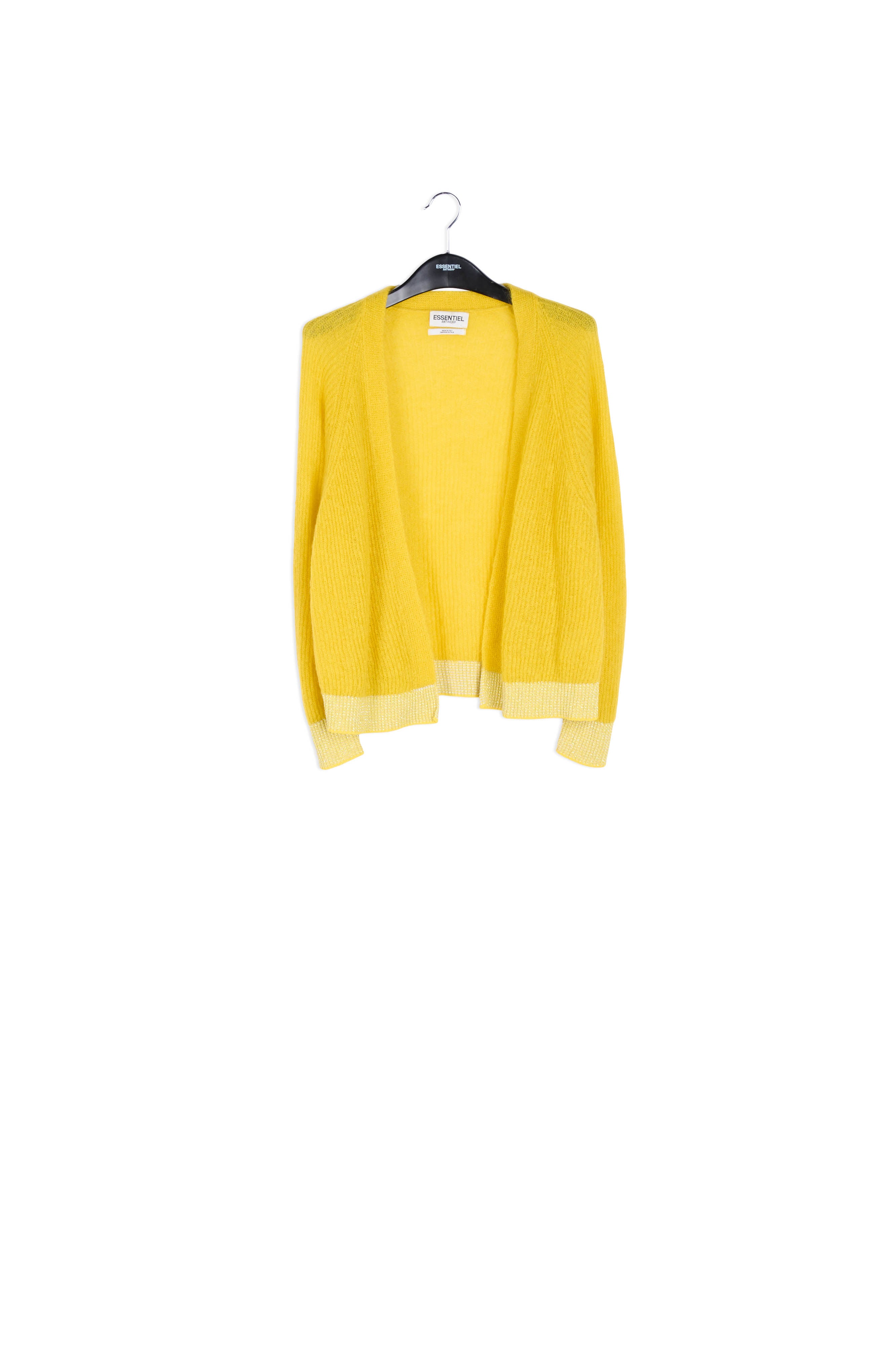 Yellow ribbed open cardigan with accentuated trims RE—SSENTIEL | Essentiel second hand