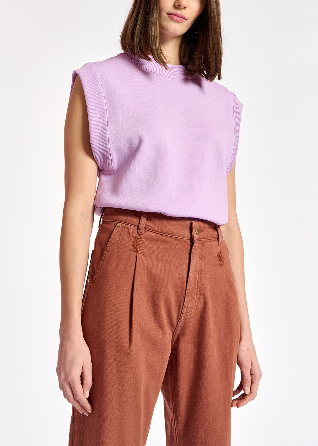 Lilac sleeveless knitted top RE—SSENTIEL | Essentiel second hand