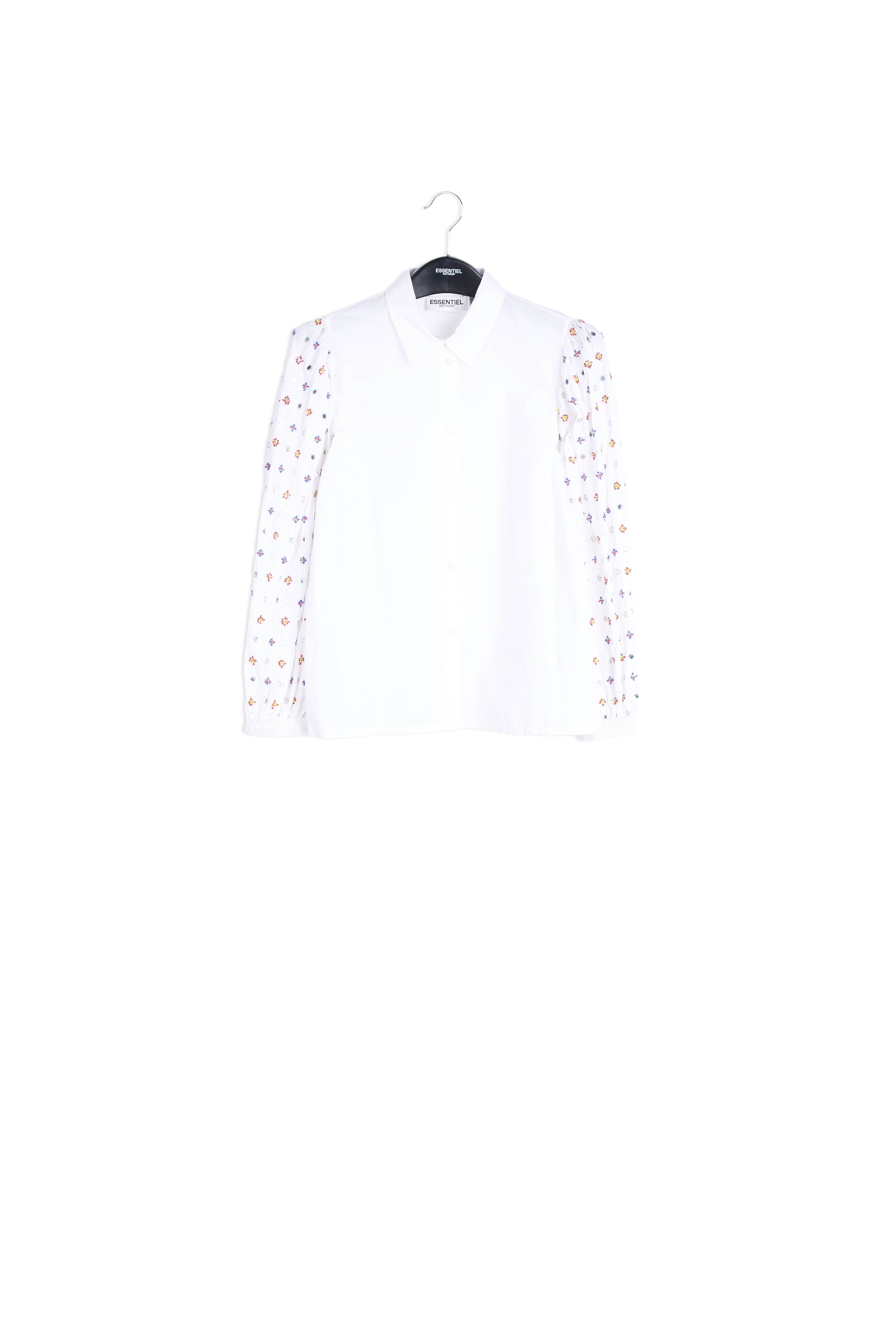 Chemise blanche aux manches rebrodées RE—SSENTIEL | Essentiel second hand