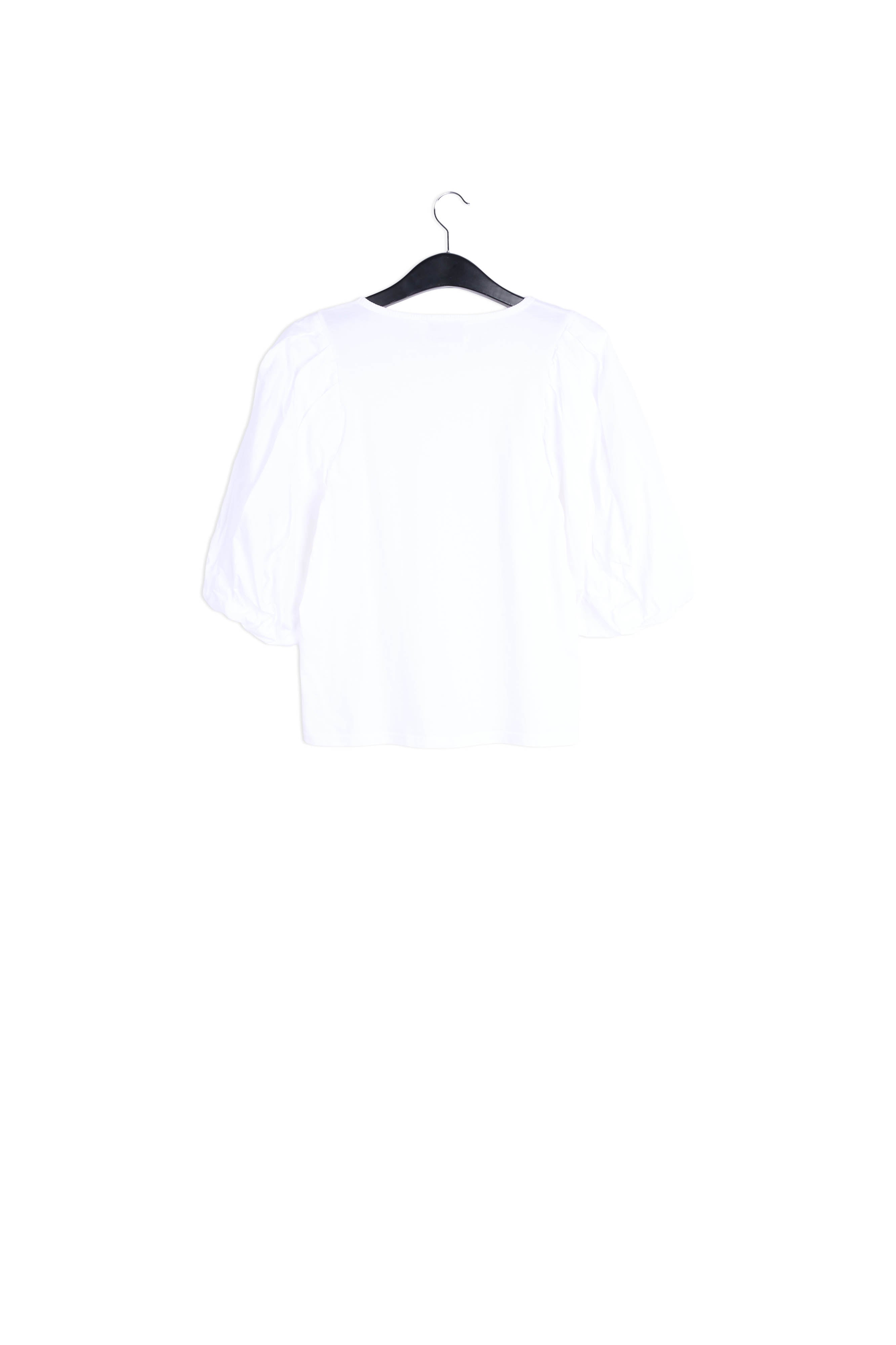 White jersey T-shirt with cotton-poplin sleeves RE—SSENTIEL | Essentiel second hand